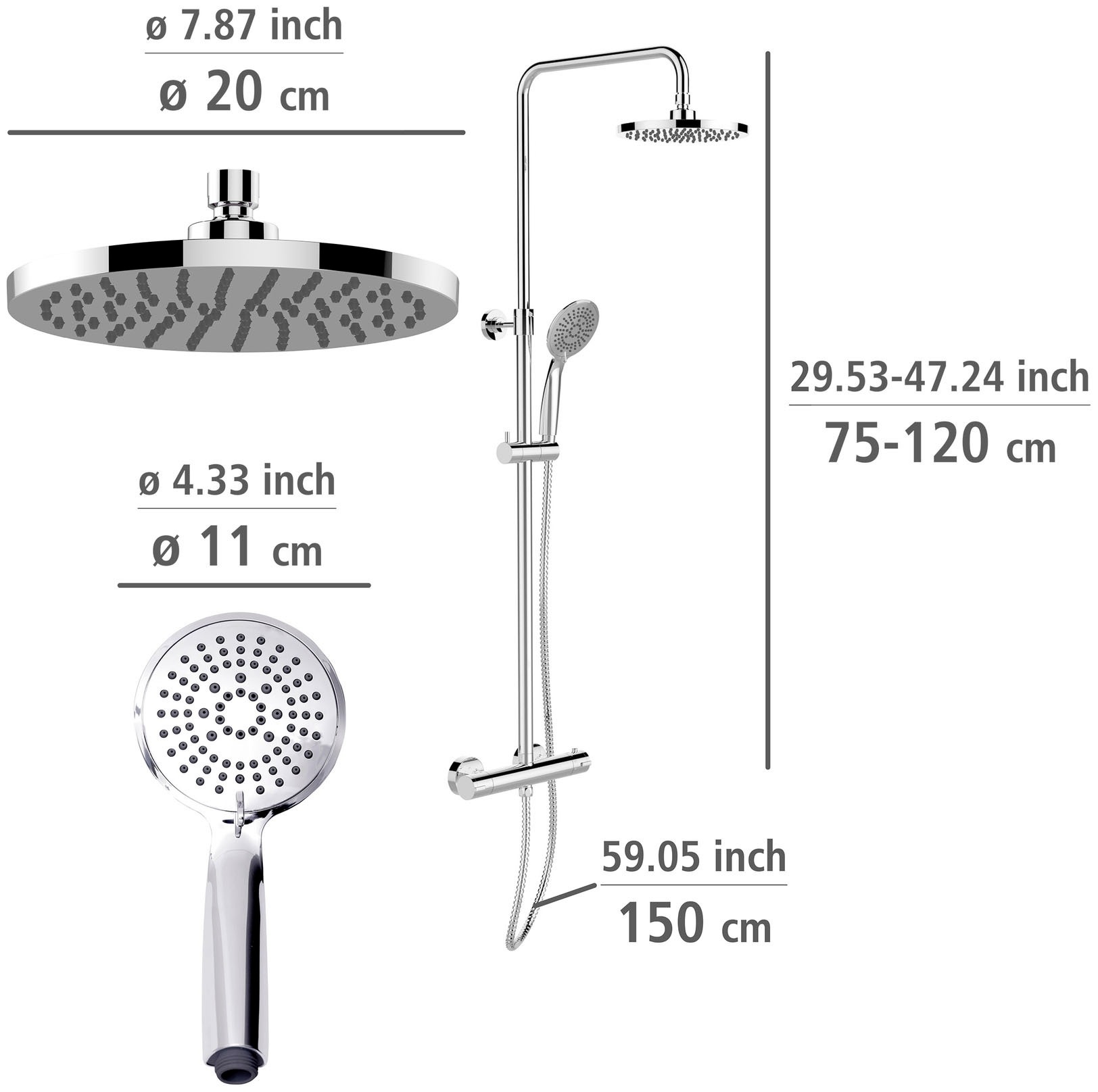 WENKO Duschsystem »Young Eco«, mit Thermostat-Armatur, inkl. 2 Watersaving Regulatoren