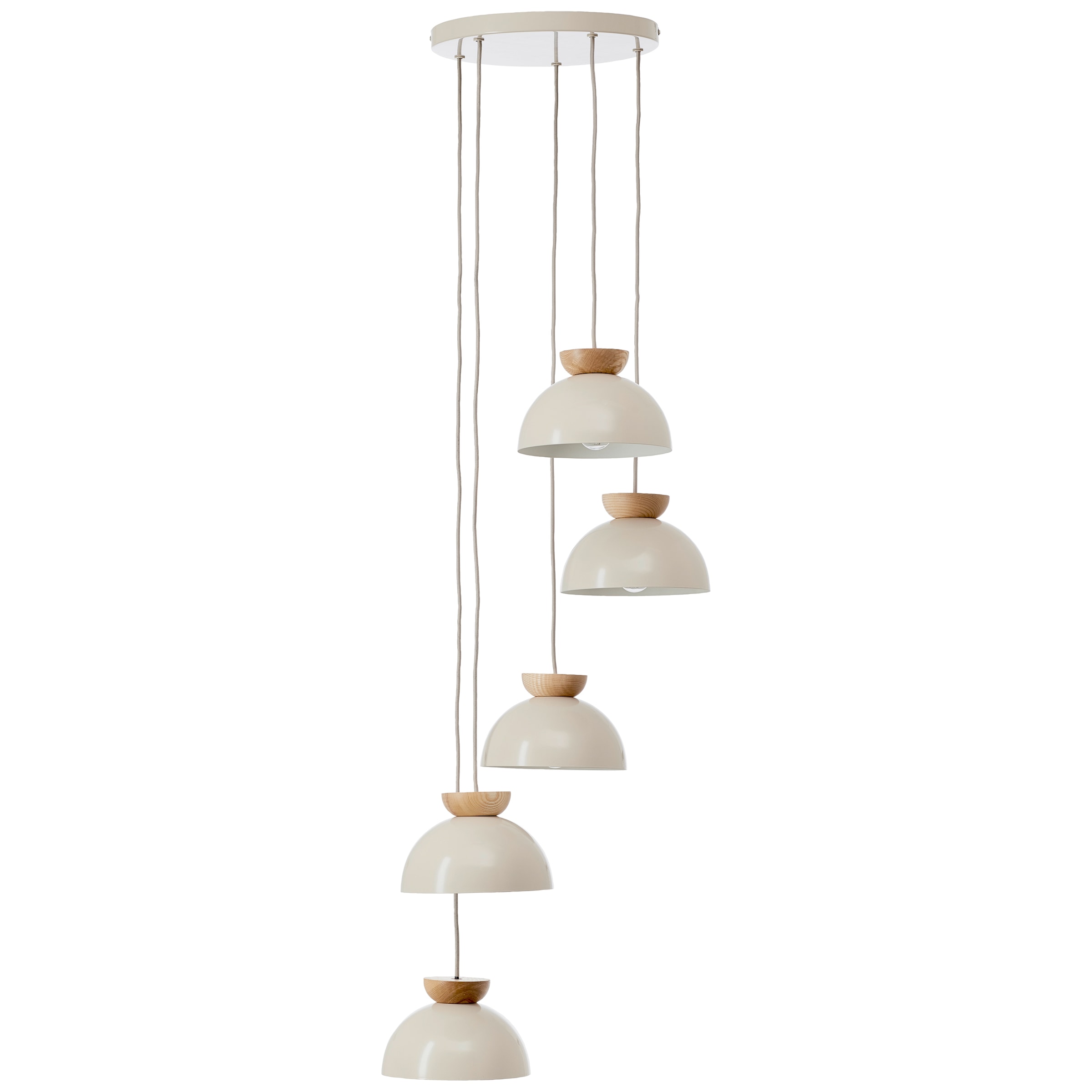 Brilliant Pendelleuchte »Nalam«, 5 flammig, Leuchtmittel E14 | ohne Leuchtmittel, 166 x 45 cm, E14, kürzbar, Metall/Holz, natur/beige