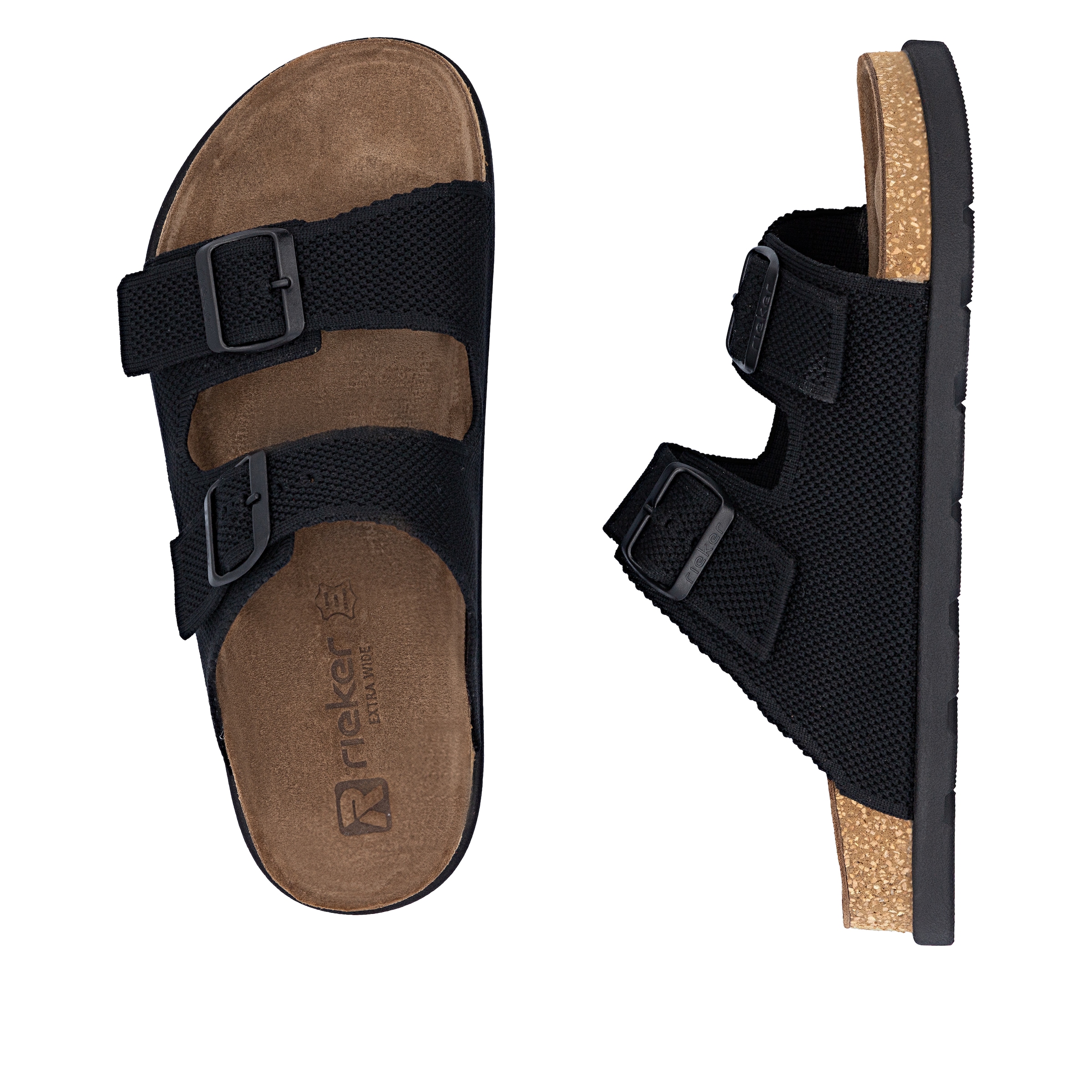 Rieker Pantolette  Sommerschuh, Strandschuh, Hausschuh, Urlaubsschuh mit zwei Schnallen