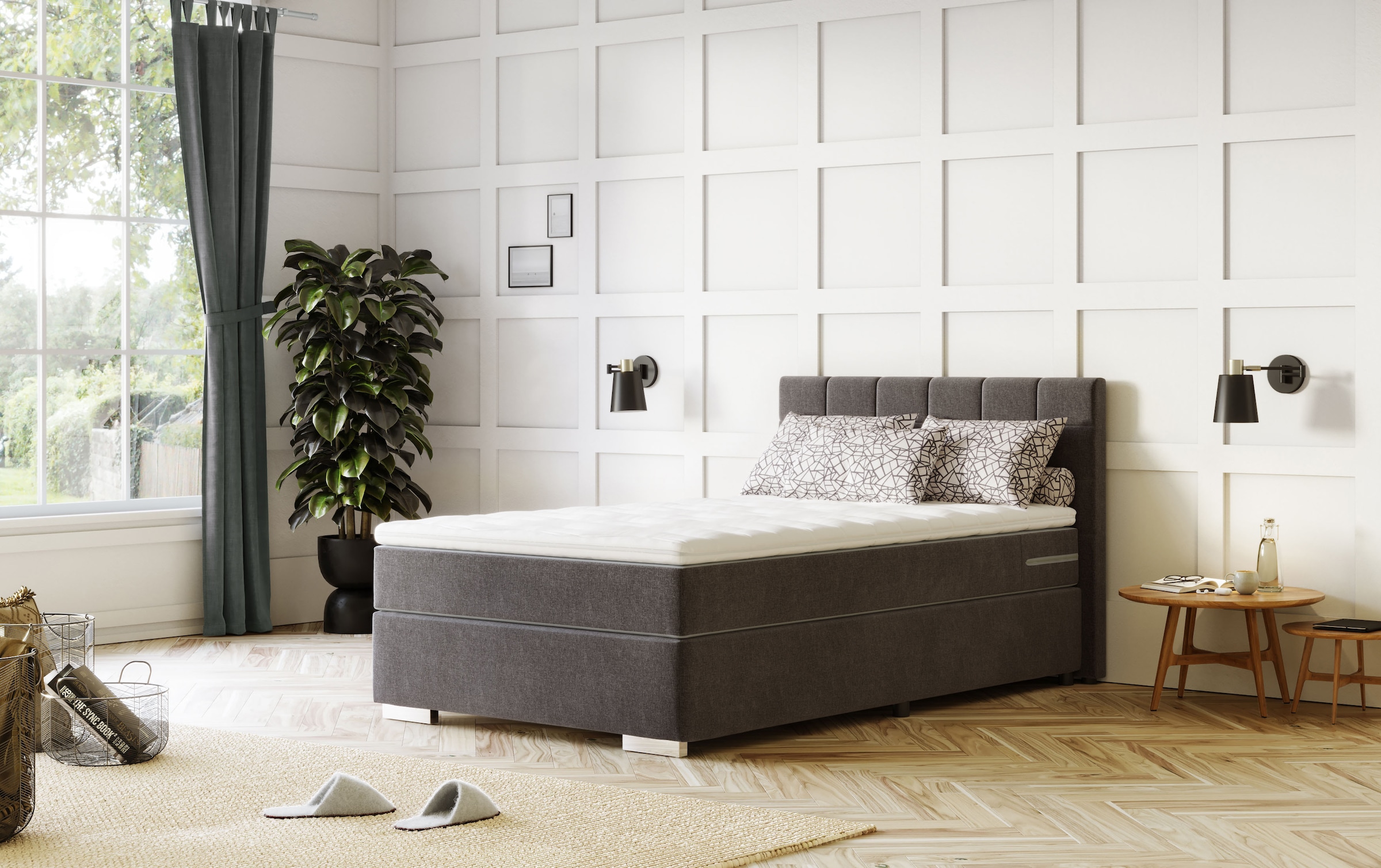 COTTA Boxspringbett »Simba erhältlich in verschiedenen Breiten, Farben und Härtegraden« im Bezugsstoff: Karo, über 1500 positive Bewertungen!