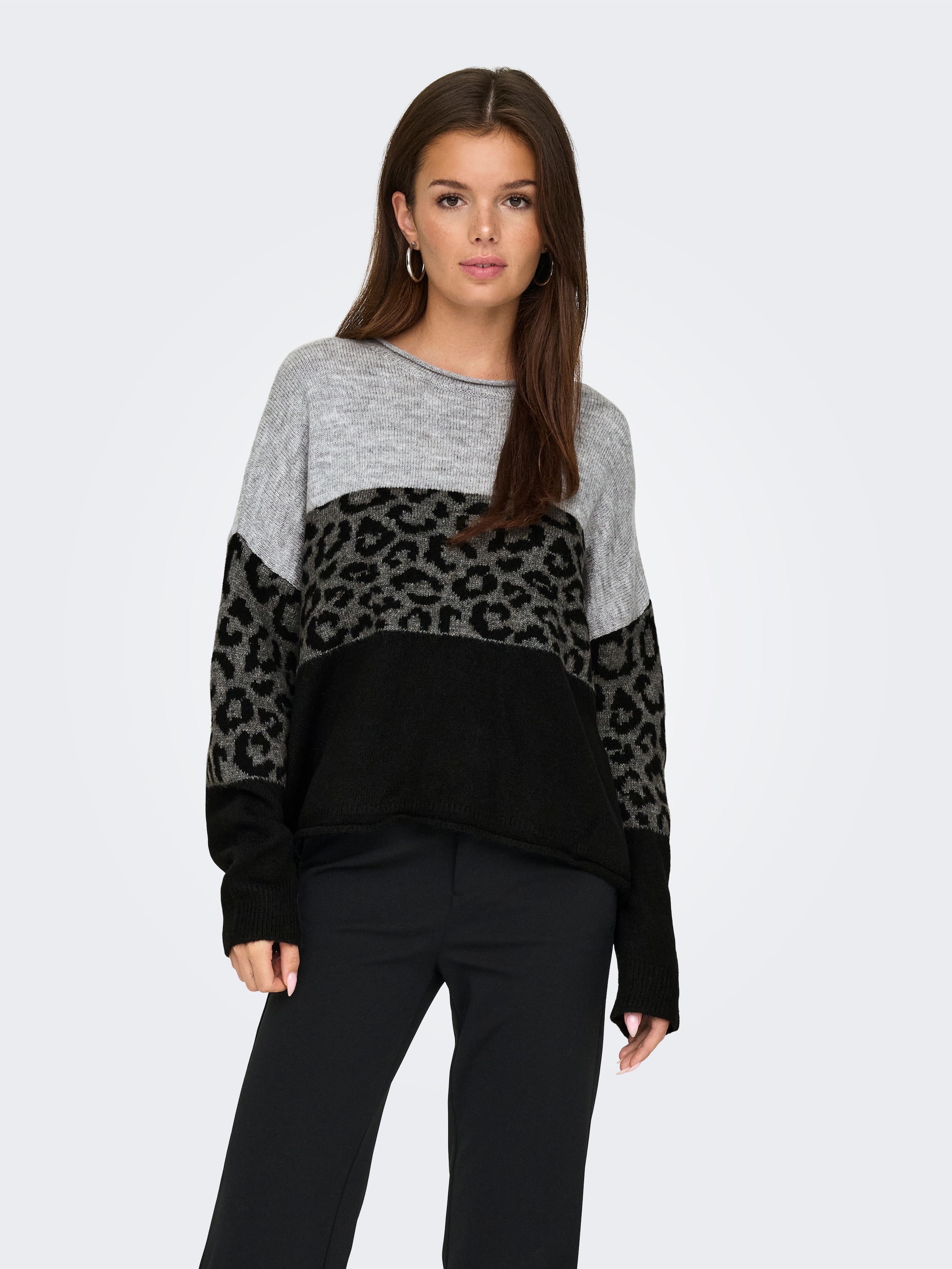 ONLY Rundhalspullover »ONLJADE ANIMAL LS O-NECK NOOS KNT«