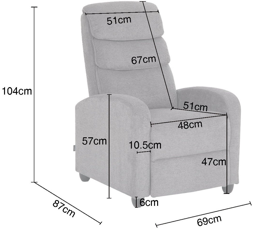Home affaire Relaxsessel »BERVILLE, TV-Sessel, Ruhesessel mit Schlaffunktion, Webstoff«, Liegesessel mit manueller Relaxfunktion