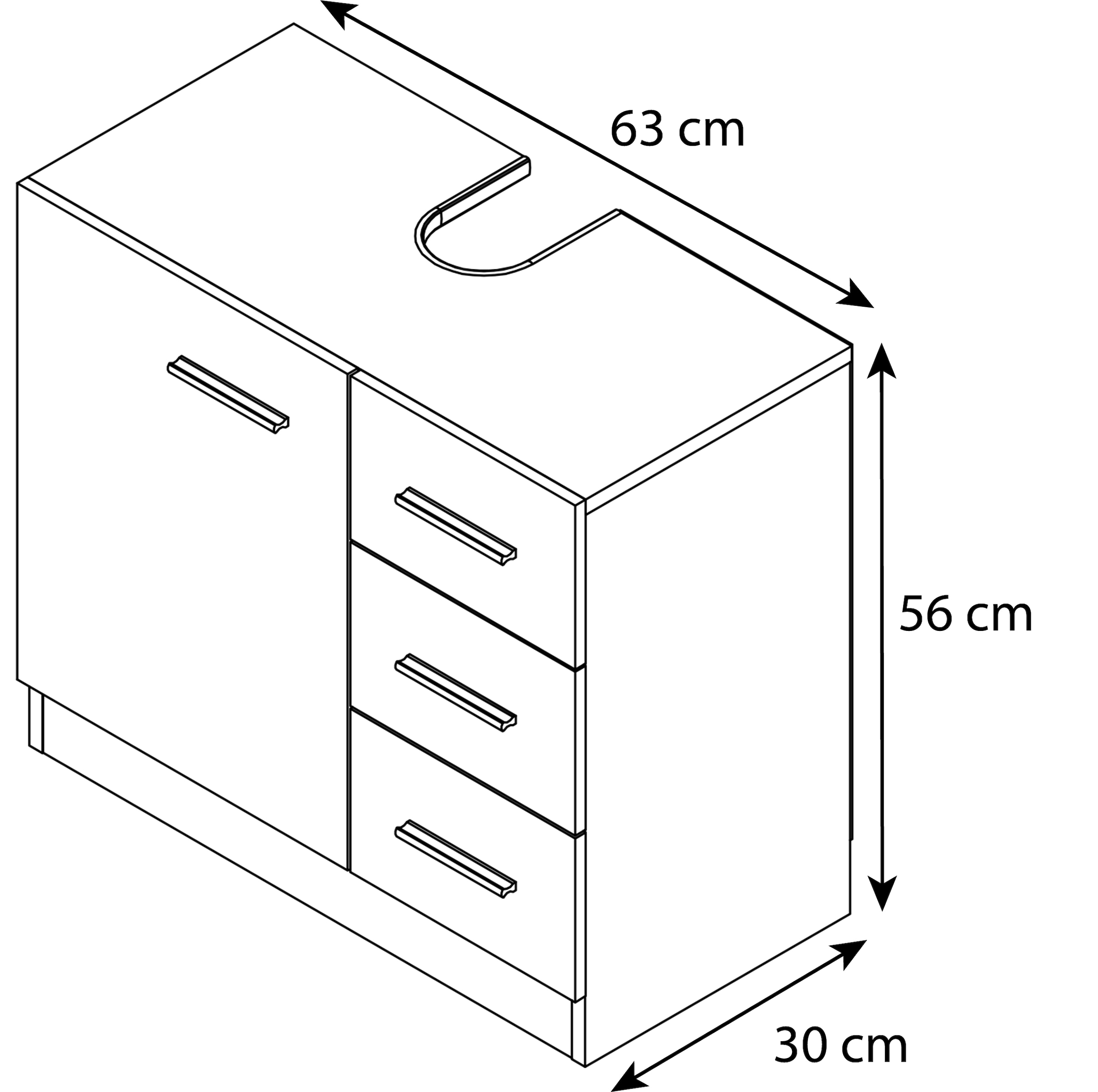 VCM Waschbeckenschrank »Holz Badmöbel Badunterschrank Zalo XL Schublade«
