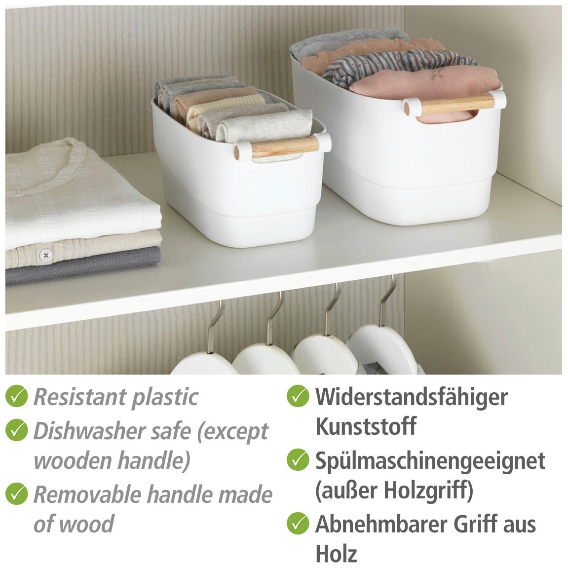 WENKO Badorganizer »S«, (Set, 2 St.), mit Holzgriff, für Kleinaufbewahrung
