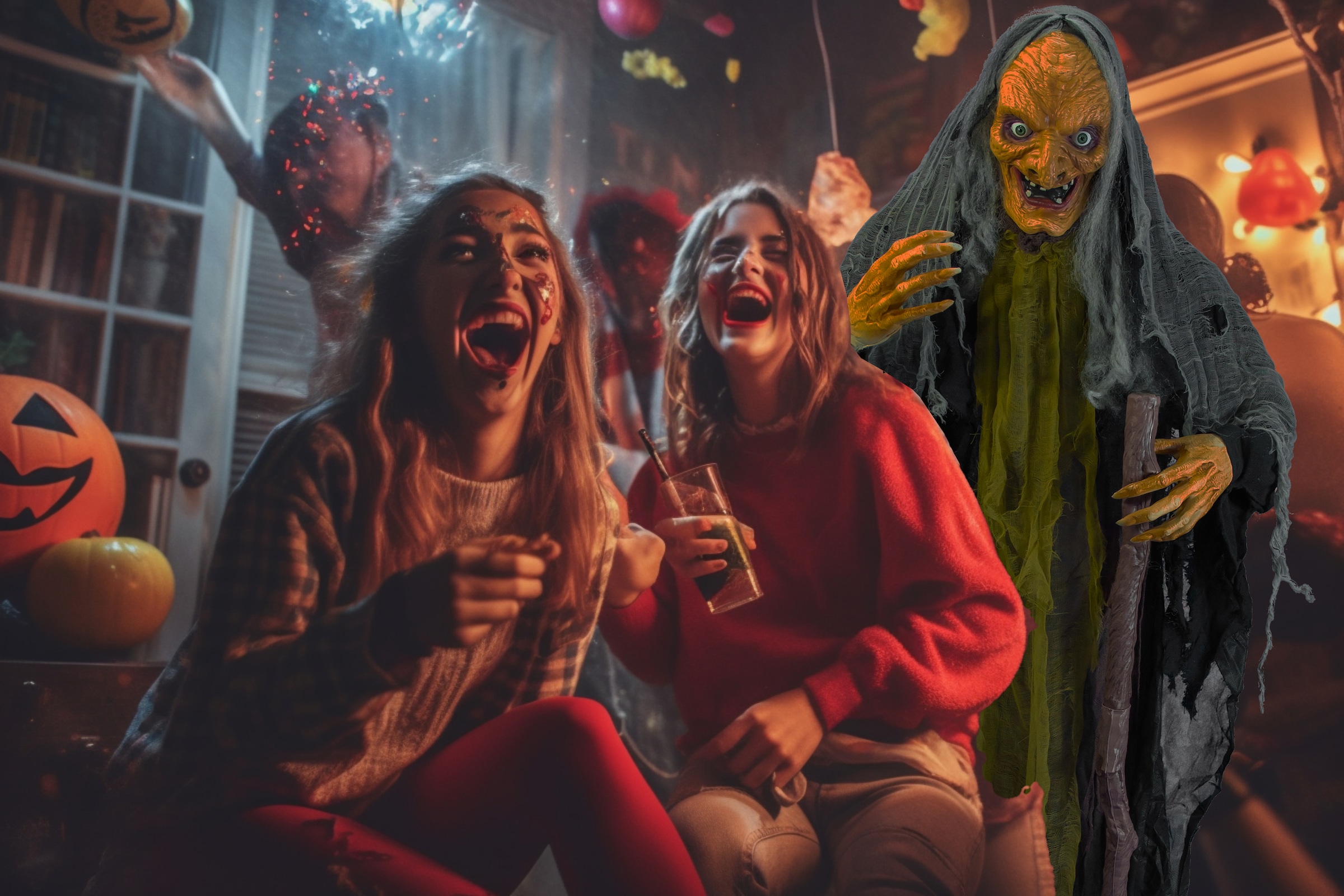SHX Dekofigur »Stehende animierte Hexe«, Bewegung, Soundeffekt