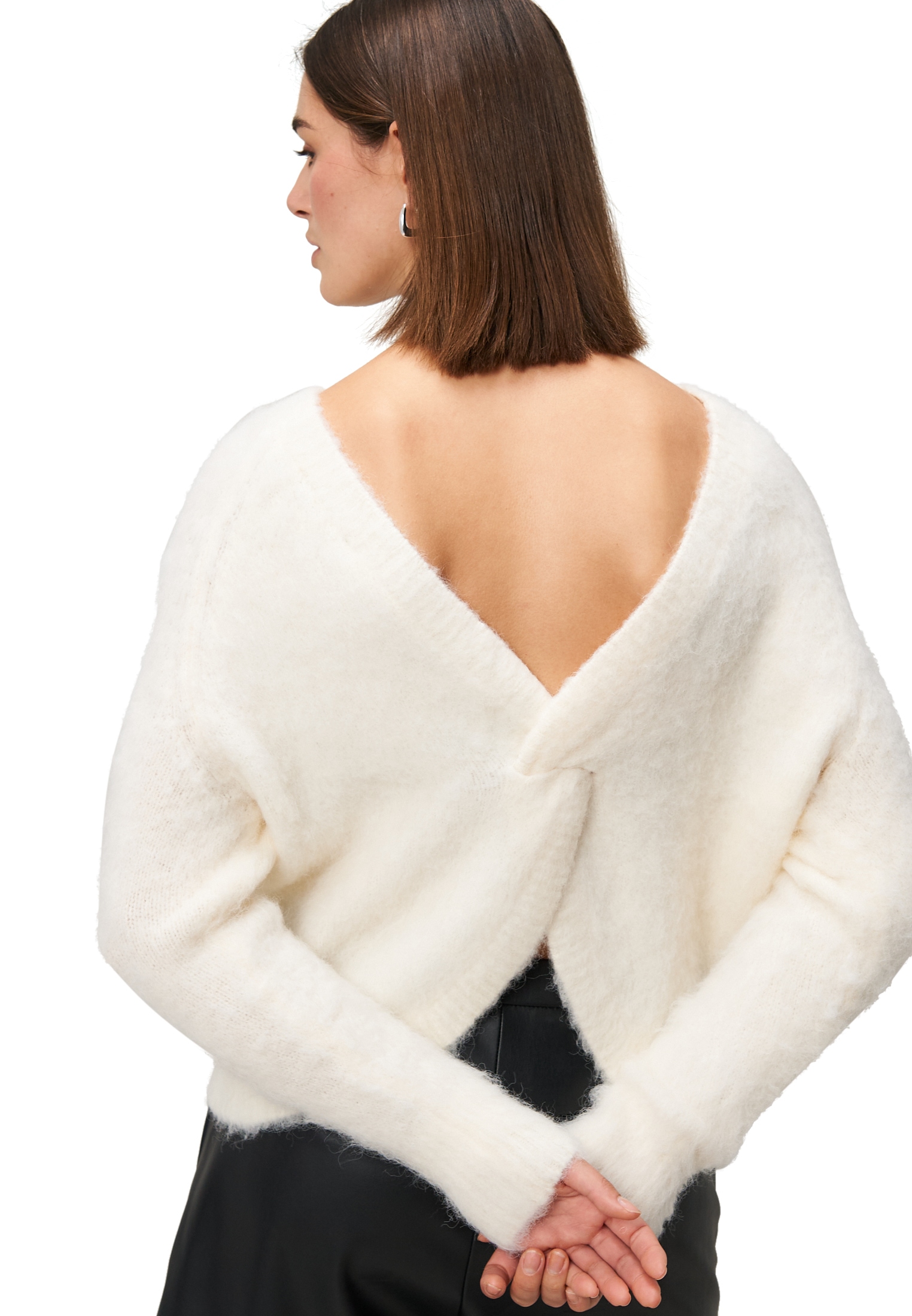 Zero Rundhalspullover »Pullover mit Rückenausschnitt«