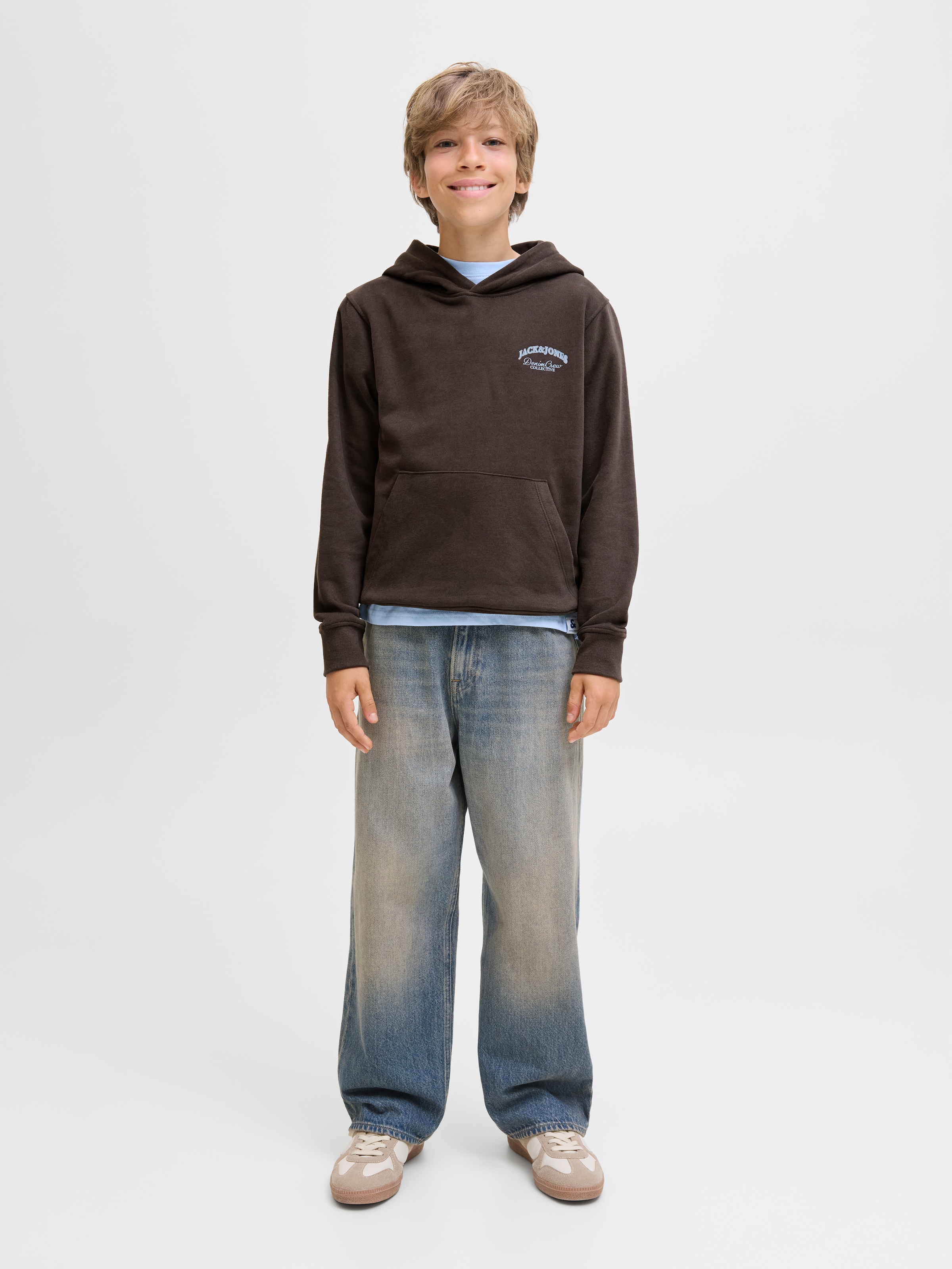 Jack & Jones Junior Kapuzensweatshirt »JJEBRANDES BACKP RELAXED SWEAT H SN JNR«, Baumwollmischung, relaxed fit
