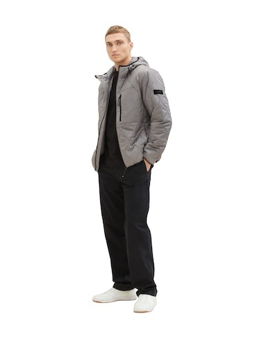 TOM TAILOR Denim Steppjacke, mit Kapuze, mit Logo-Badge am Ärmel