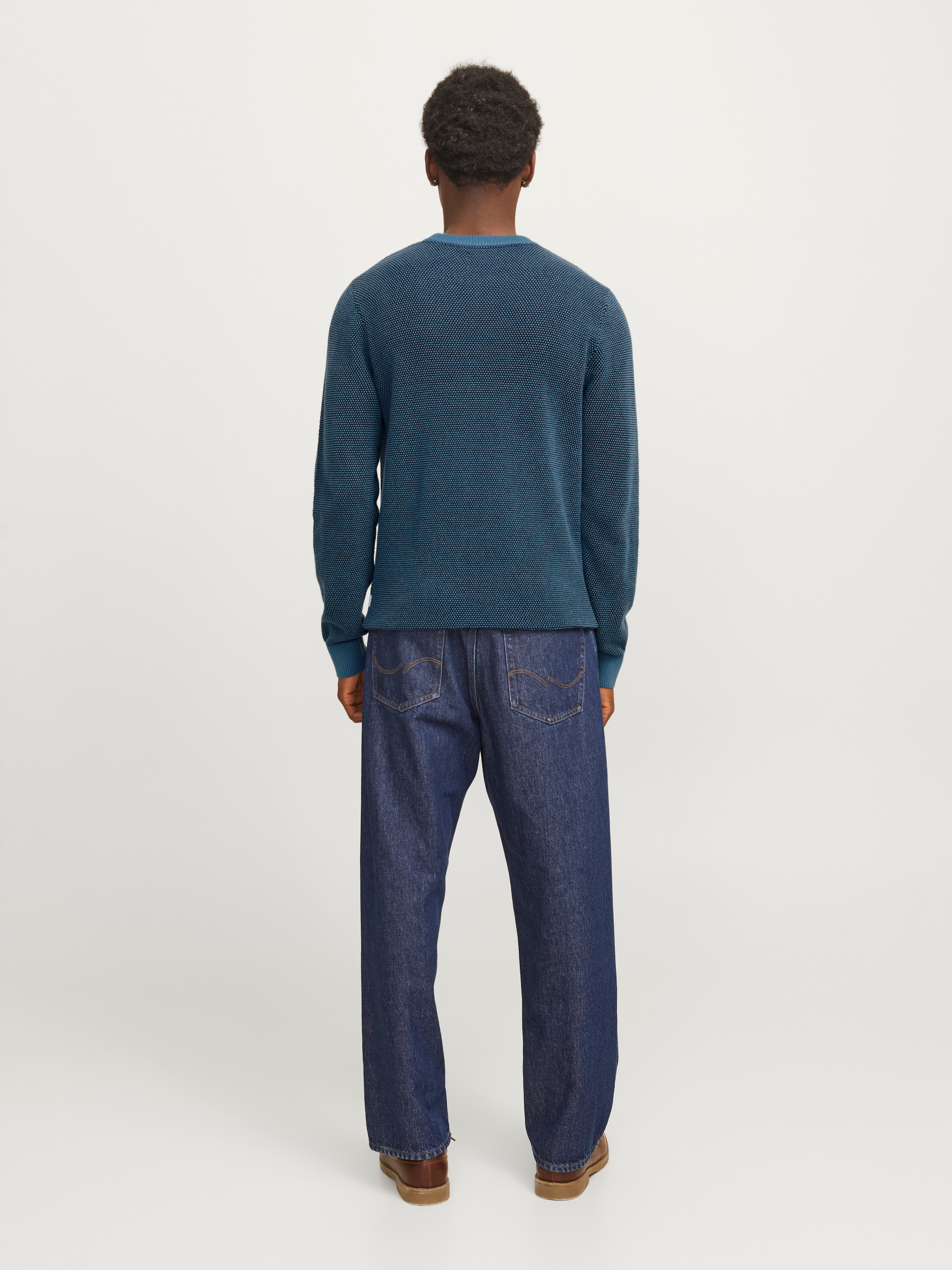 Jack & Jones Rundhalspullover »JJEGLOBE KNIT CREW NECK NOOS«, in Strick Optik