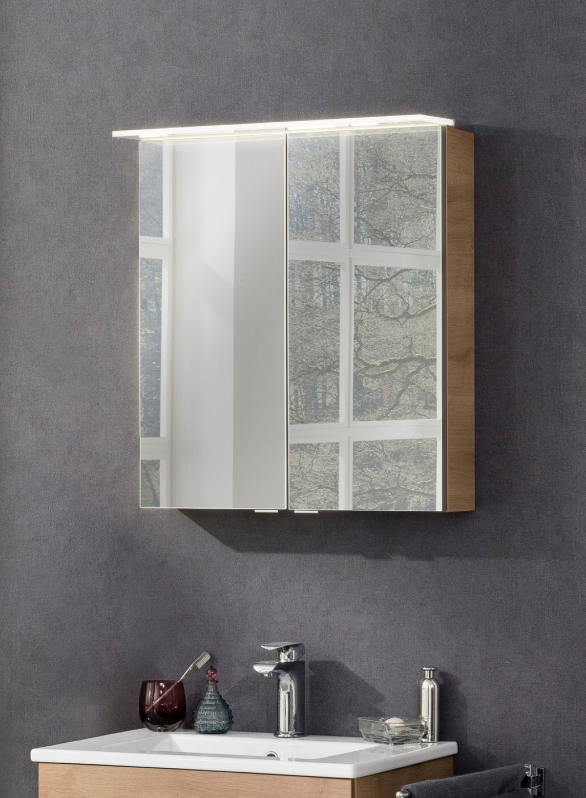 FACKELMANN Spiegelschrank »PE 60 - Ast-Eiche«, Badmöbel Breite 60 cm, 2  Türen doppelseitig verspiegelt online kaufen | mit 3 Jahren XXL Garantie | Spiegelschränke