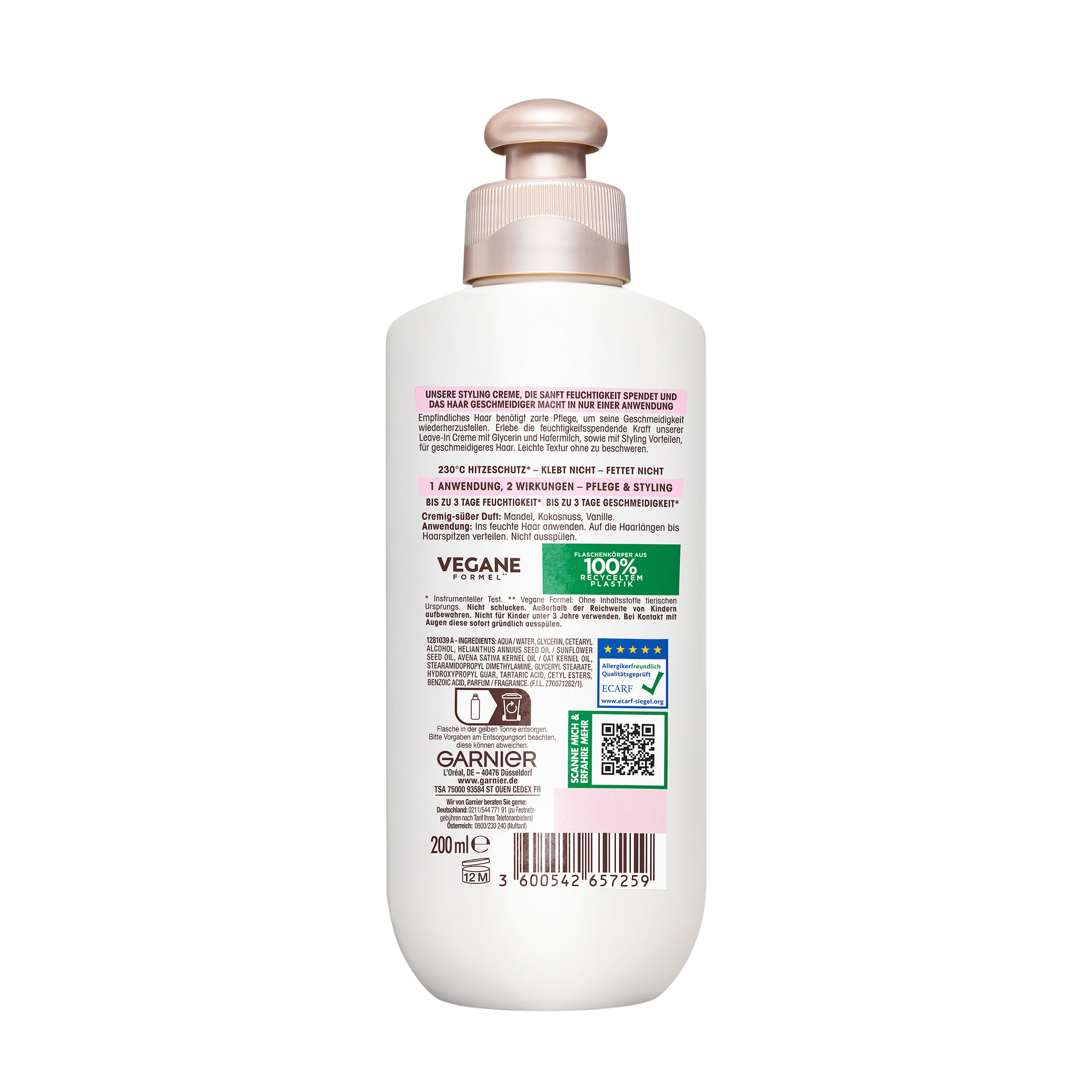 GARNIER Haarmousse »Garnier Wahre Schätze 2-in-1 Pflege & Styling Sanfte Hafermilch«