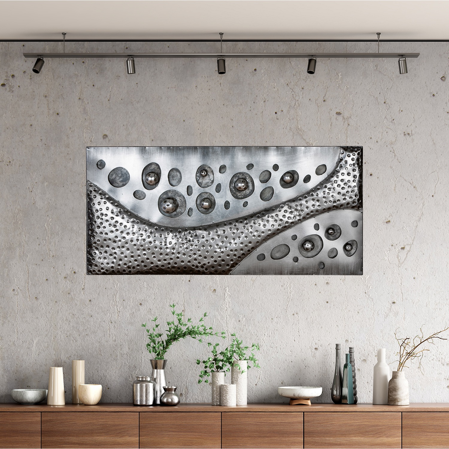 Casablanca by Gilde Metallbild »Bild rechteckig Callosti silberfarben H. 56 cm«, (1 St.)