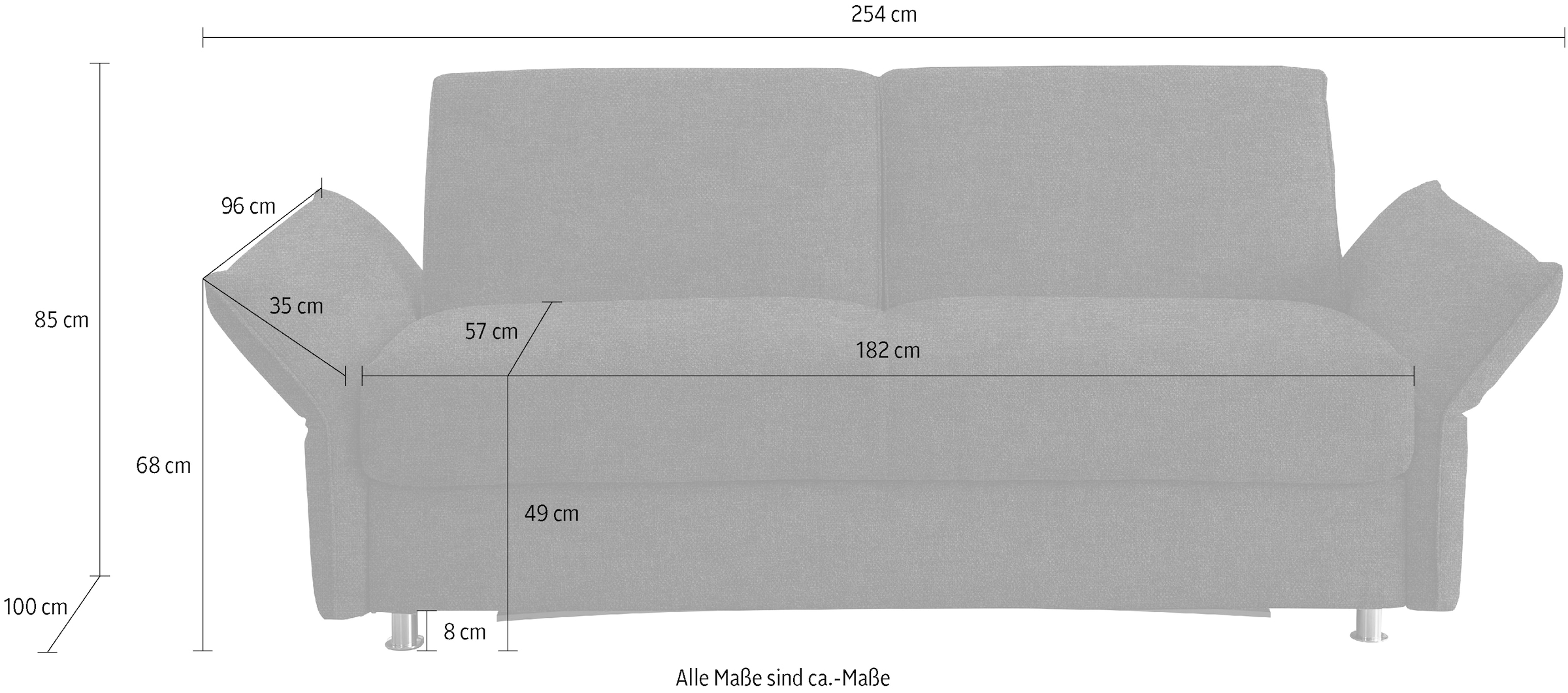 Bali Schlafsofa »LINA, Dauerschlaffunktion, 140 u. 160 er Breiten« durchgehender Lattenrost mit 6-facher Härtegradregulierung