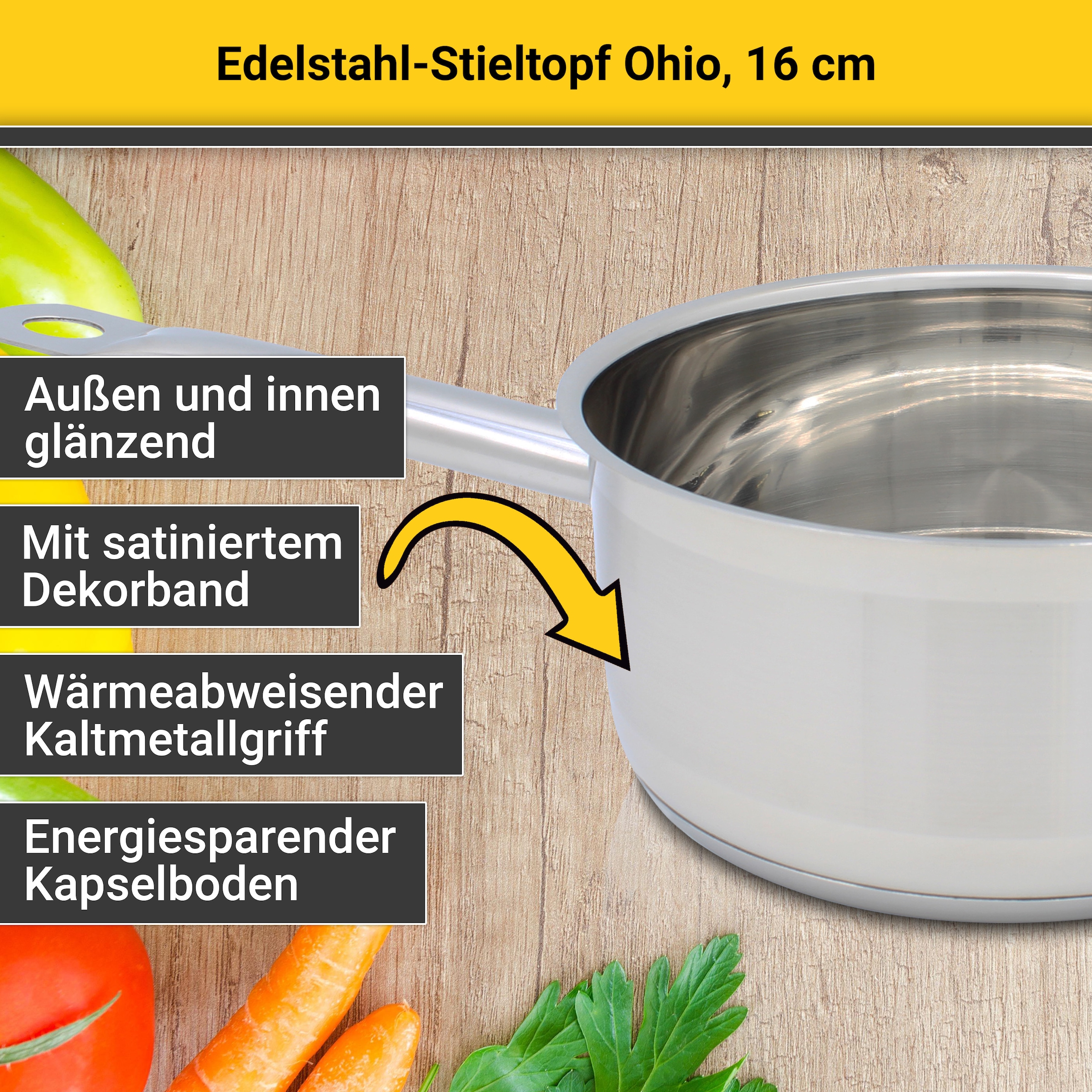 Krüger Kochtopf »Ohio«, Edelstahl, (1 tlg.), für Induktions-Kochfelder geeignet