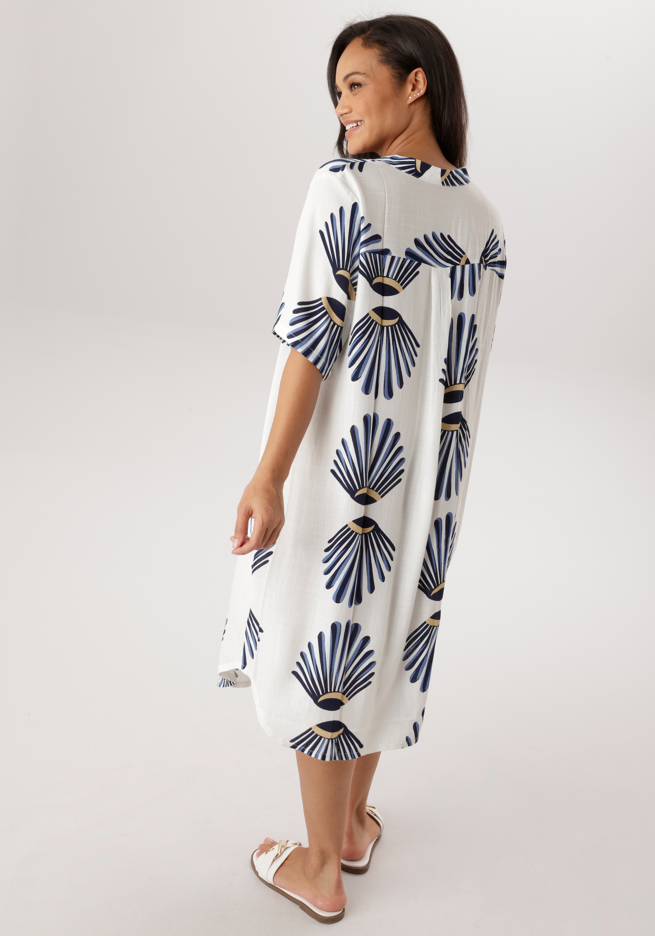 Aniston PLUS Blusenkleid aus weich fallender Viskose in Leinenoptik - NEUE KOLLEKTION