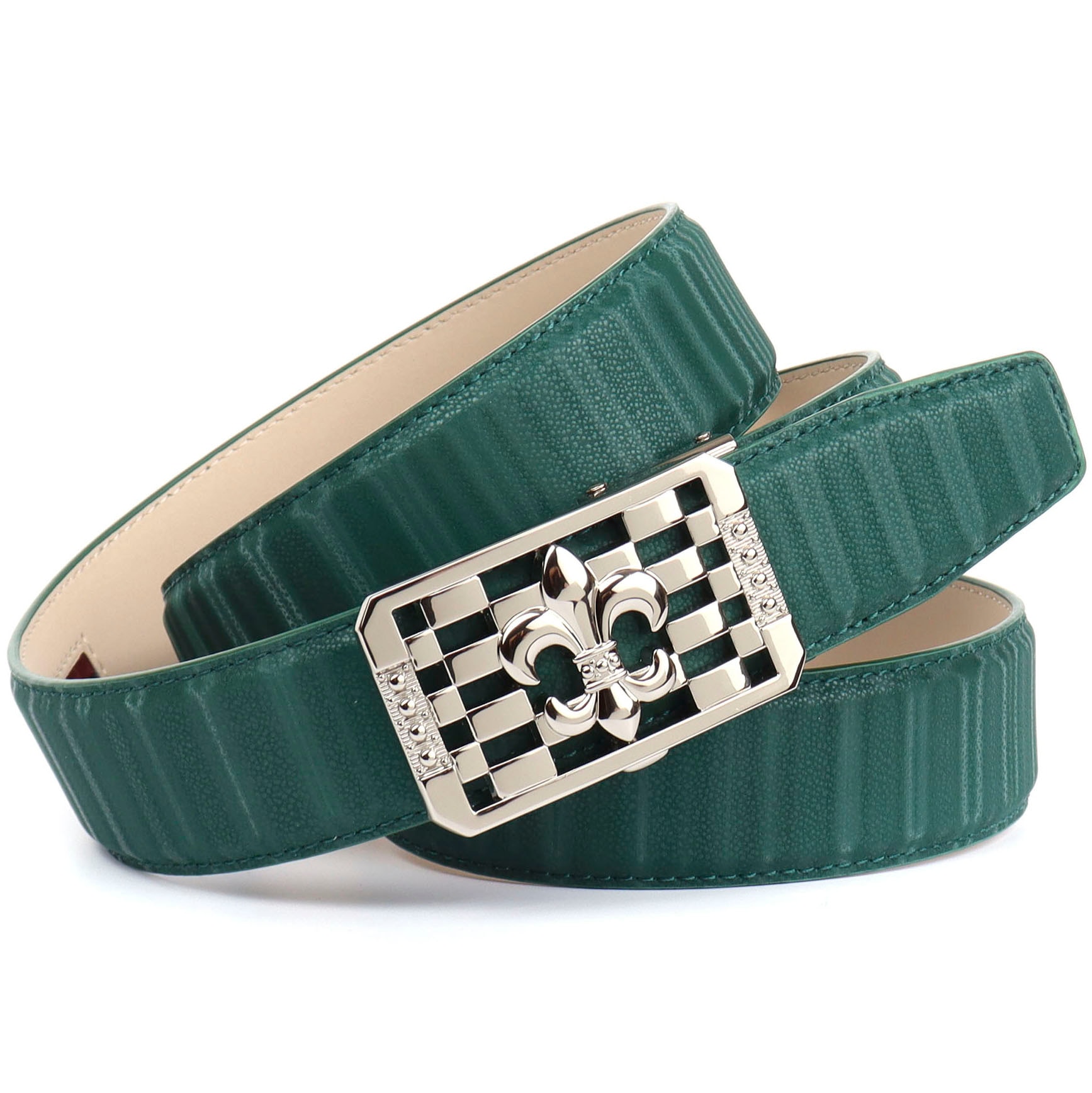 Anthoni Crown | stilisierter silberfarbener bestellen Ledergürtel, Lilien-Schnalle mit online UNIVERSAL