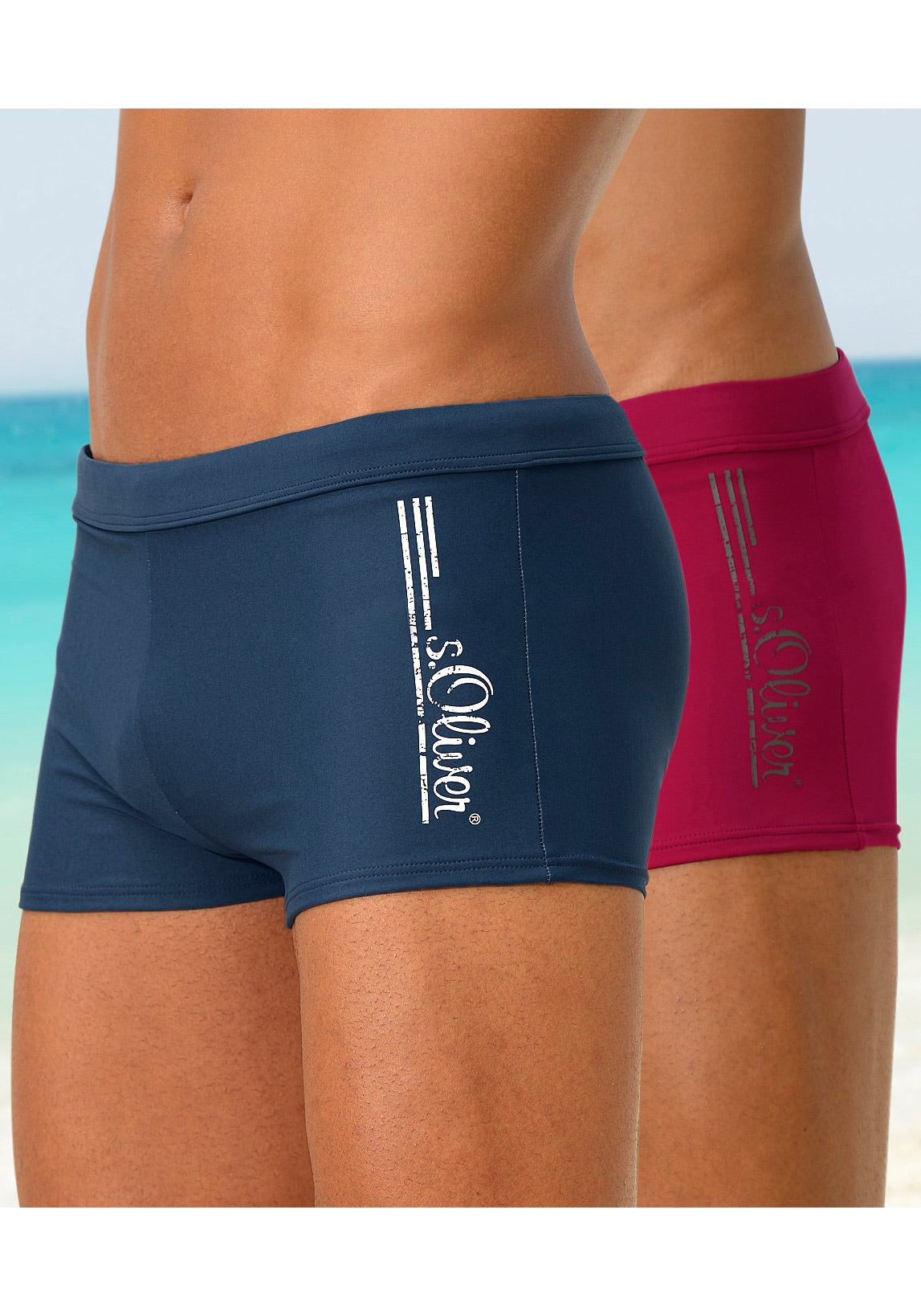 s.Oliver Boxer-Badehose, mit Logoschriftzug im coolen Used-Look