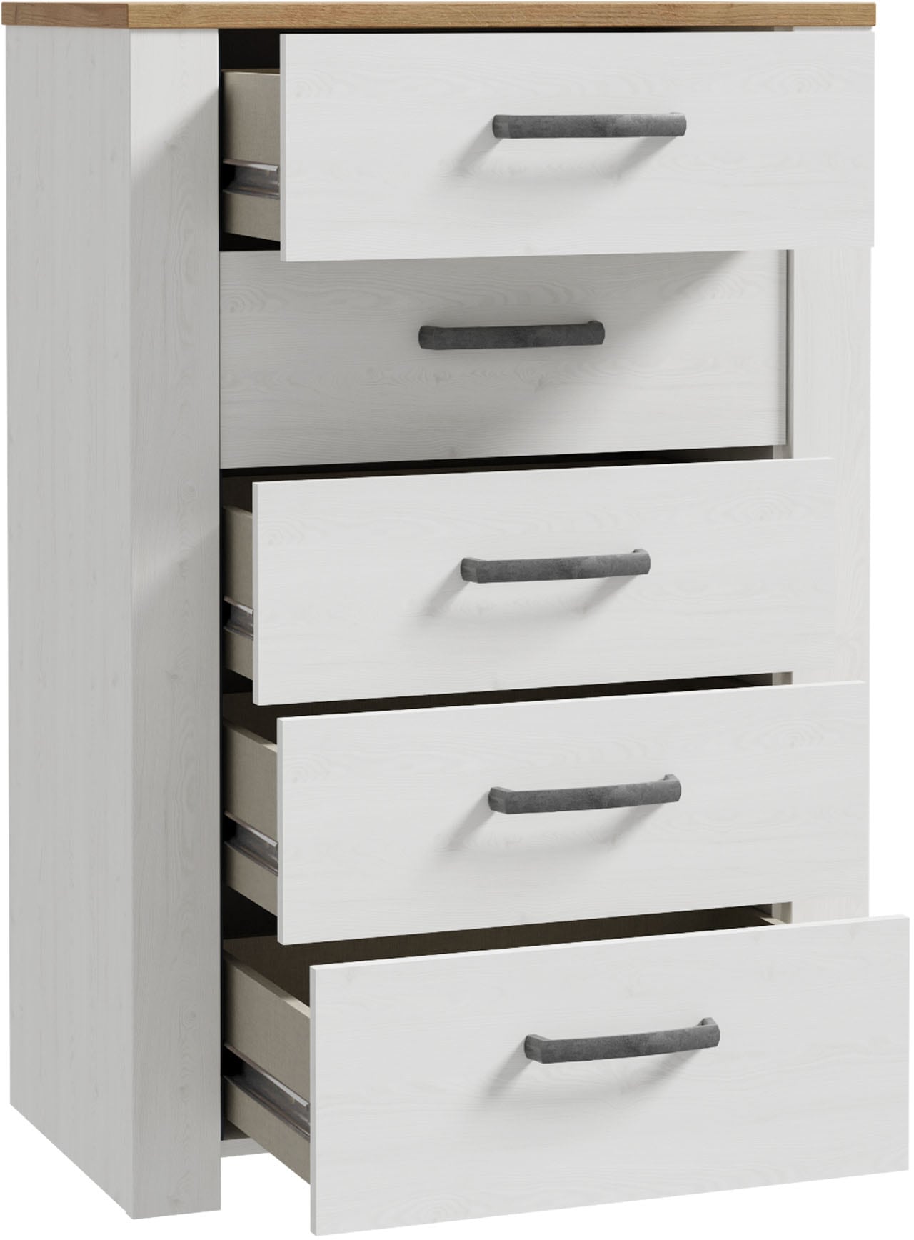 FORTE Kommode »Bohol« B/H/T71,7/106,2/42 cm, 5 Schubkästen, Landhaus