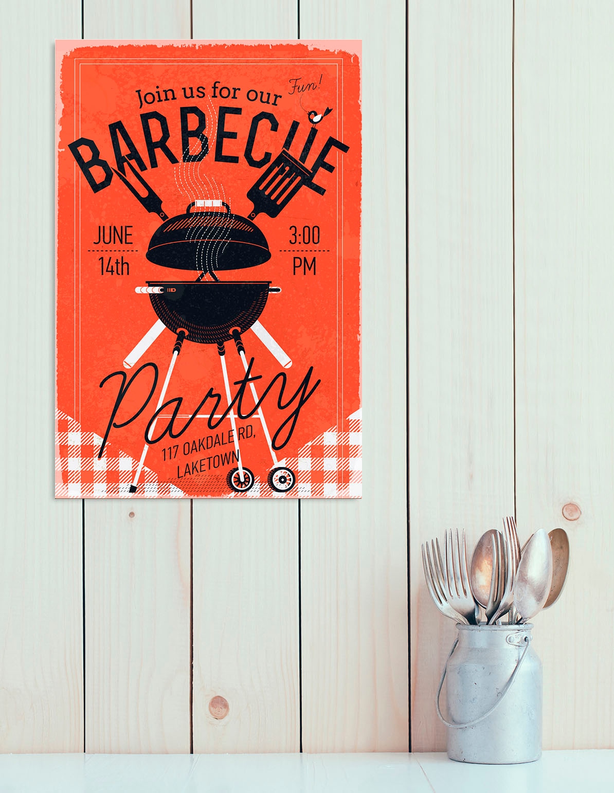 queence Metallbild »Barbecue party«, Schriftzüge-Schriftzug, (1 St.), Stahlschild, Blechschild, Grill, Regeln, BBQ