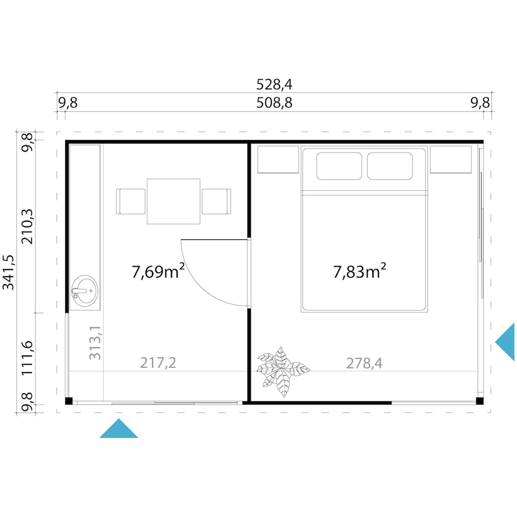 LASITA MAJA Gartenhaus »DOMEO 3 CARBONGRAU/ANTHRAZIT«, (Set)