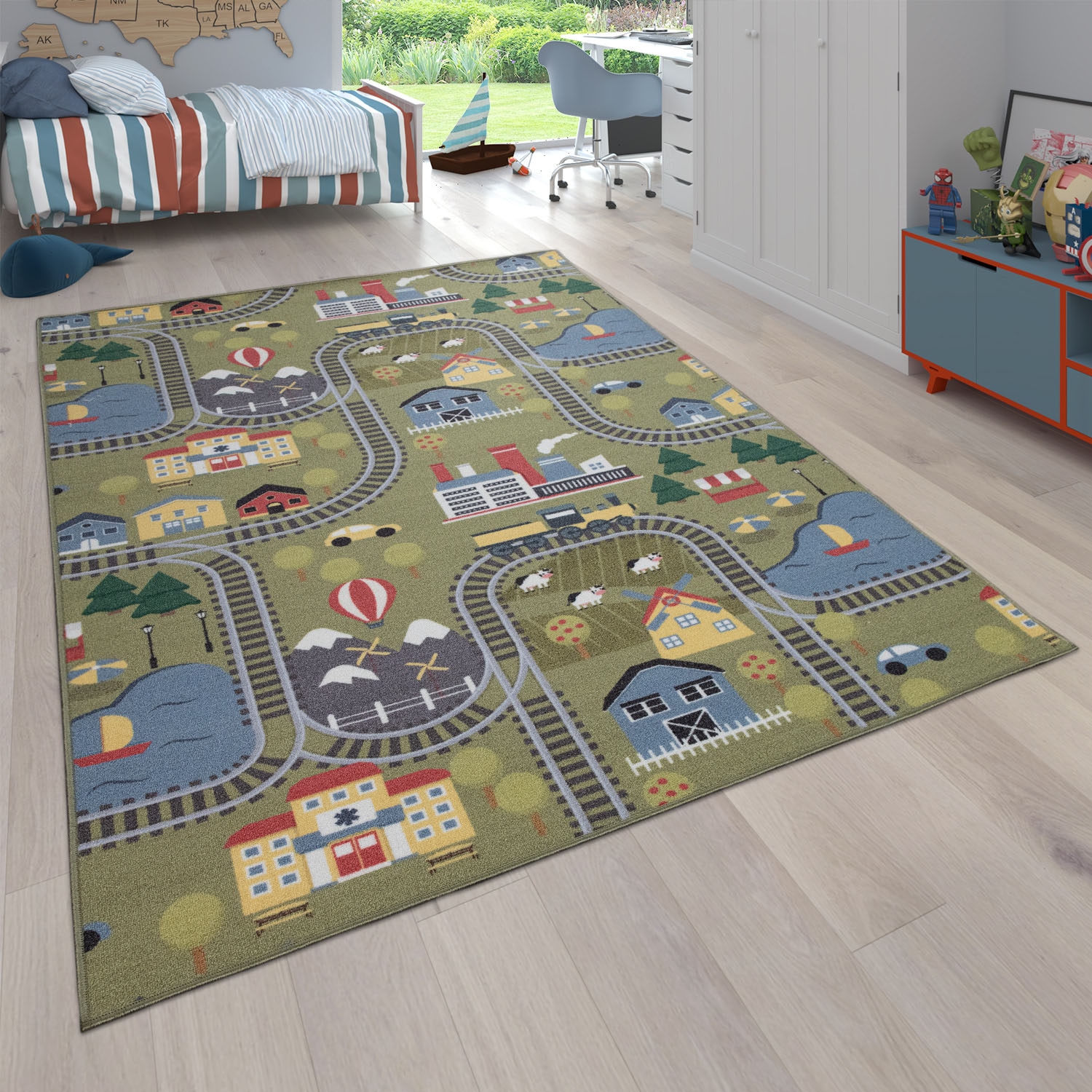 Paco Home Kinderteppich »Lino 682«, rund, Wendeteppich,  Straßen-Spielteppich & Lernteppich, Kinderzimmer