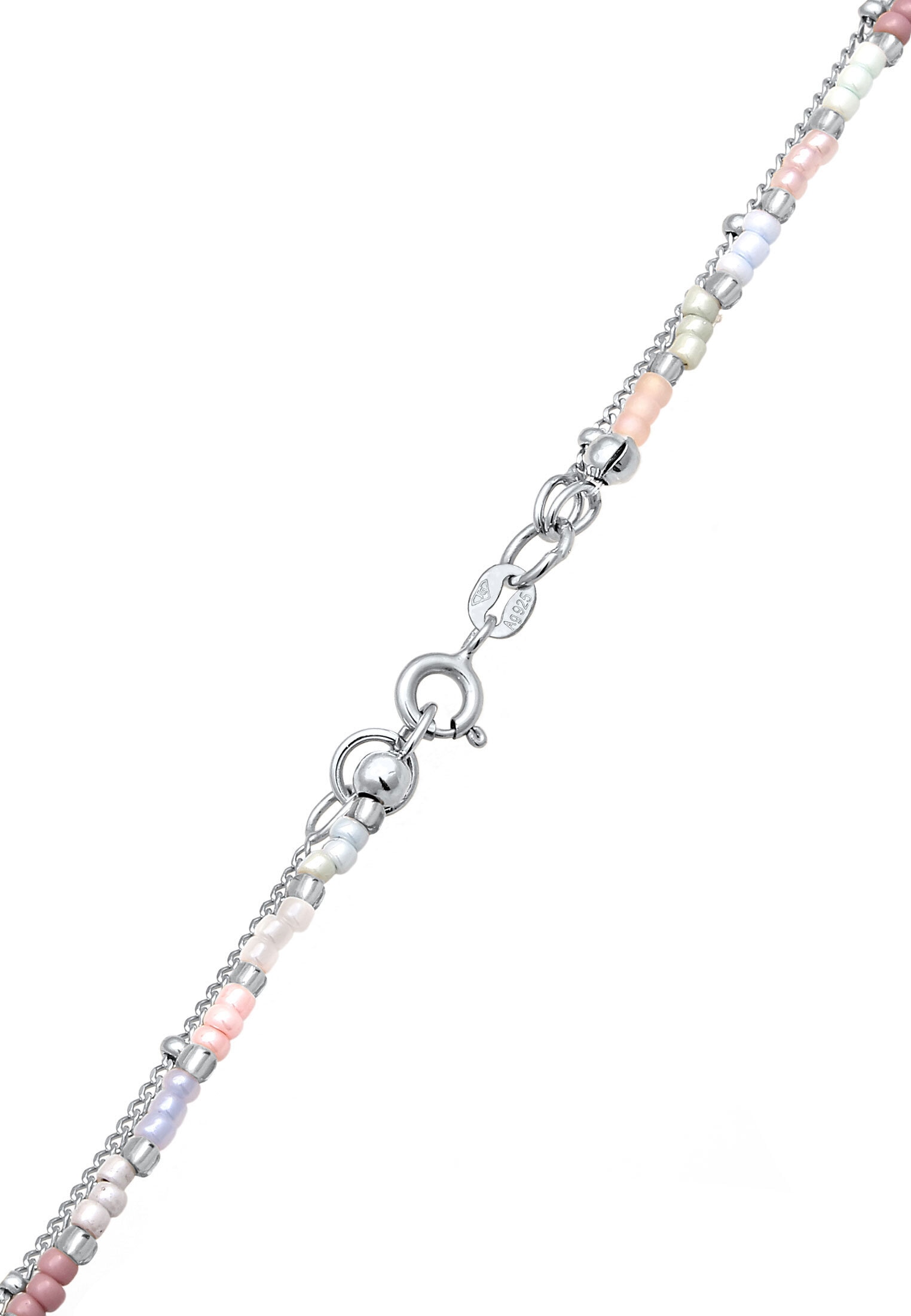 Elli Silberkette »Halskette Layer Glas Beads Pastell Plättchen Anhänger 925 Sterling Silber«
