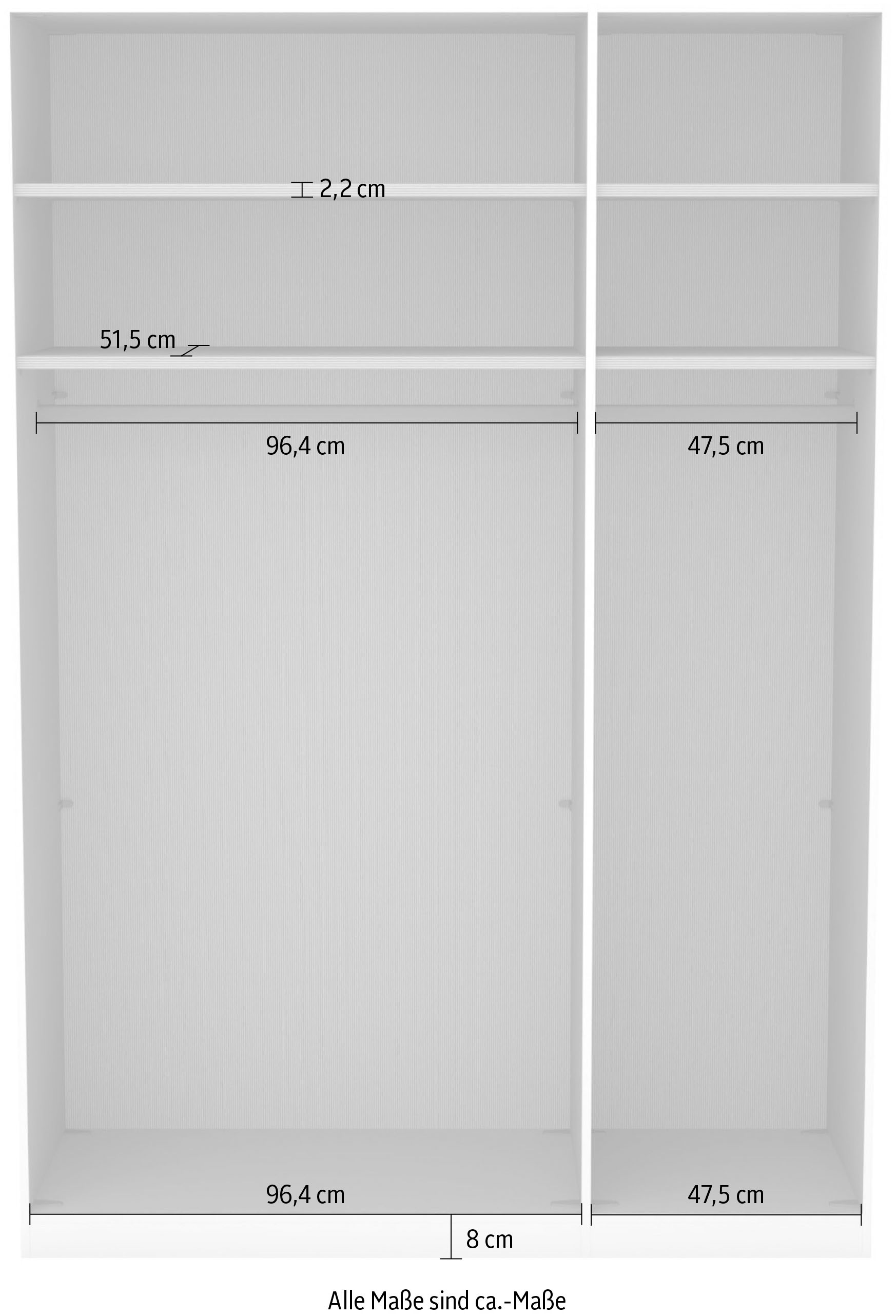 Musterring Kleiderschrank »San Diego, Kleiderschrank, Schrank, Garderobe, mit Glastüren« weiß, Türen gedämpft, 2 Höhen, mehrere Breiten, MADE IN GERMANY, 1 Stk. tlg. 3-türig (gedämpft), 4 Böden, 2 Kleiderstangen, Chromgriffe