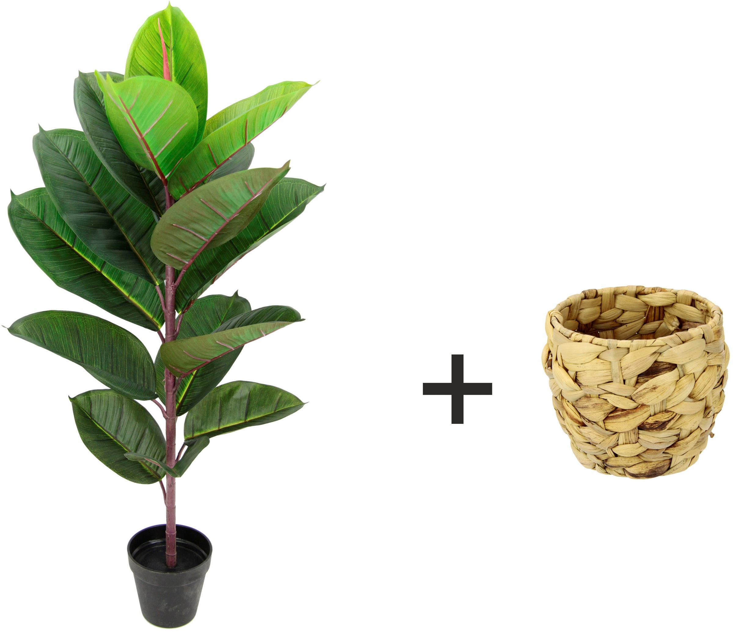 I.GE.A. Kunstbaum »Gummibaum«, Mit Übertopf, Ficus Elastica