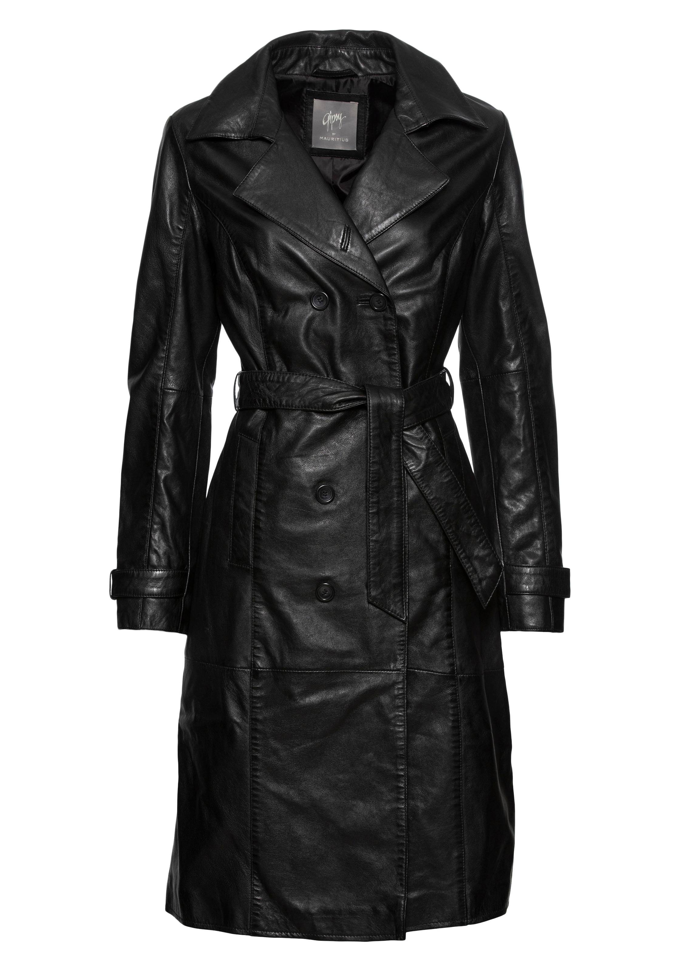 Gipsy Ledermantel »GWTaruh OT«, (2 tlg.), femininer Leder-Trenchcoat mit Bindegürtel