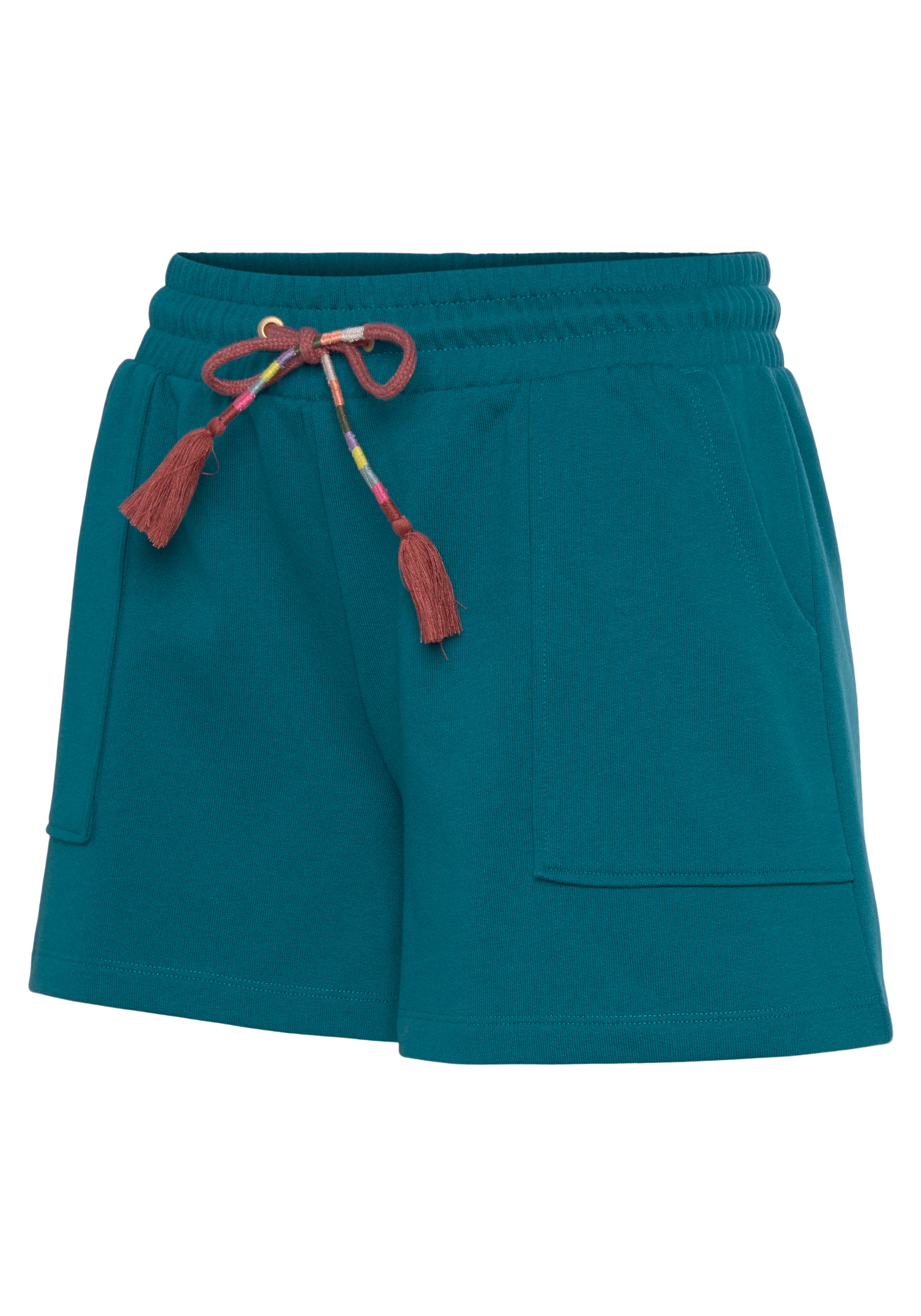 Vivance Sweatshorts, Kurze Hose mit aufgesetzten Taschen und Kontrastkordel, Loungewear
