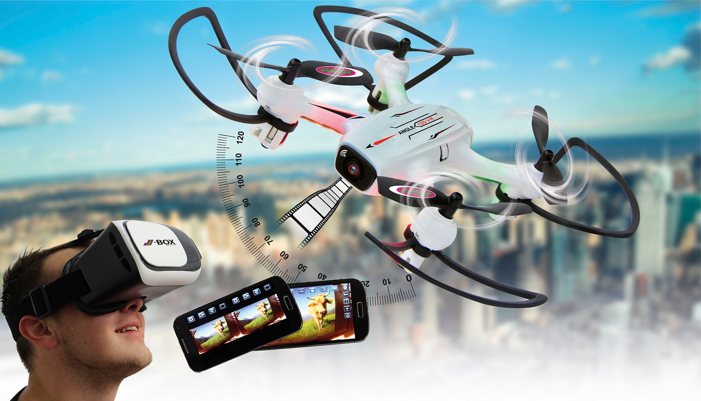 Jamara RC-Quadrocopter »Angle 120 VR Wide Angle Drone Altitude HD FPV Wifi«, mit LED-Licht