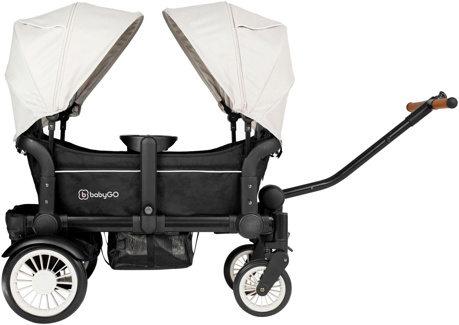 BabyGo Bollerwagen »Cozy Rider«, (Set, 7 tlg., inkl. 2x Sonnenschutz, Tisch, Moskito- u. Regenschutz, Flaschenhalter), klein zusammenfaltbar