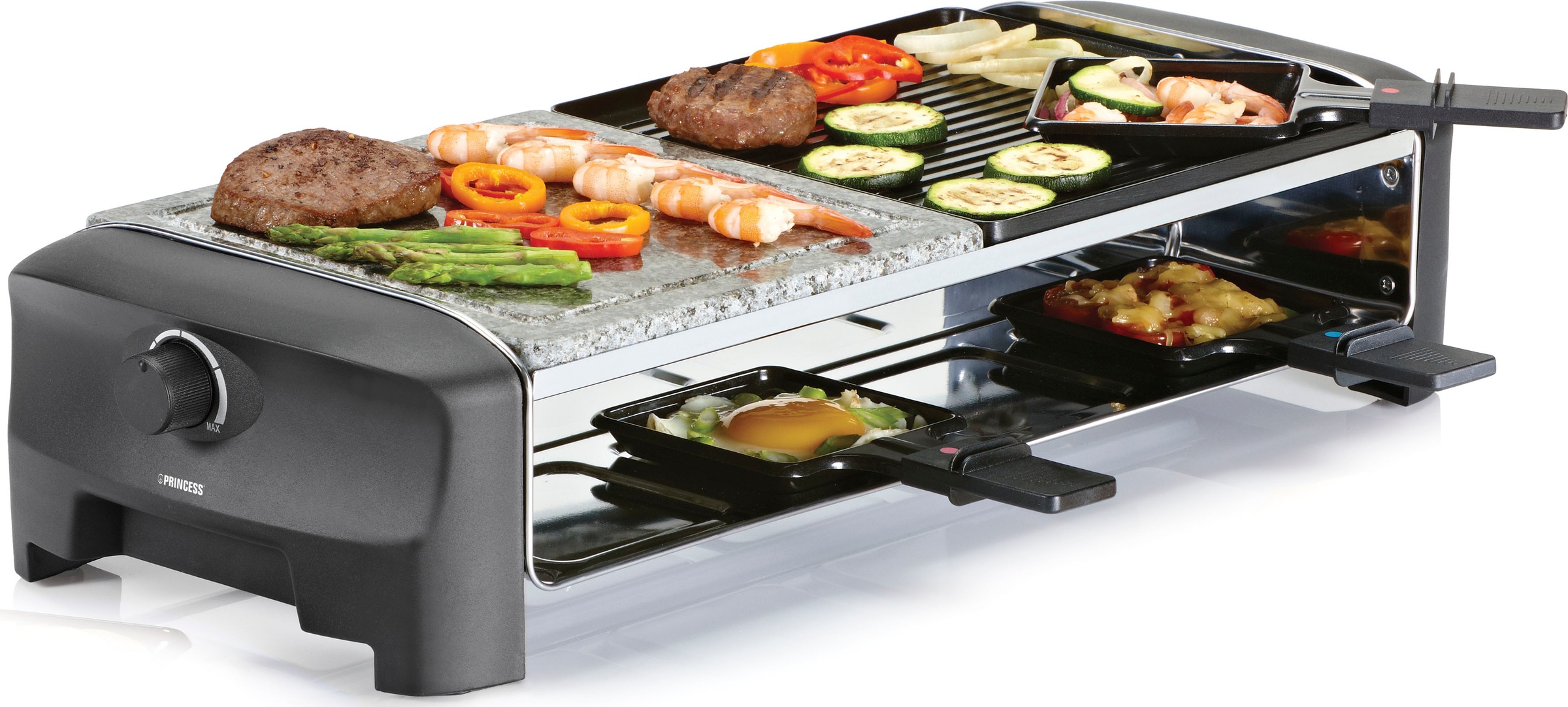 PRINCESS Raclette »8 Stone & Grill Party 162820«, 8 St. Raclettepfännchen, 1300 W kaufen