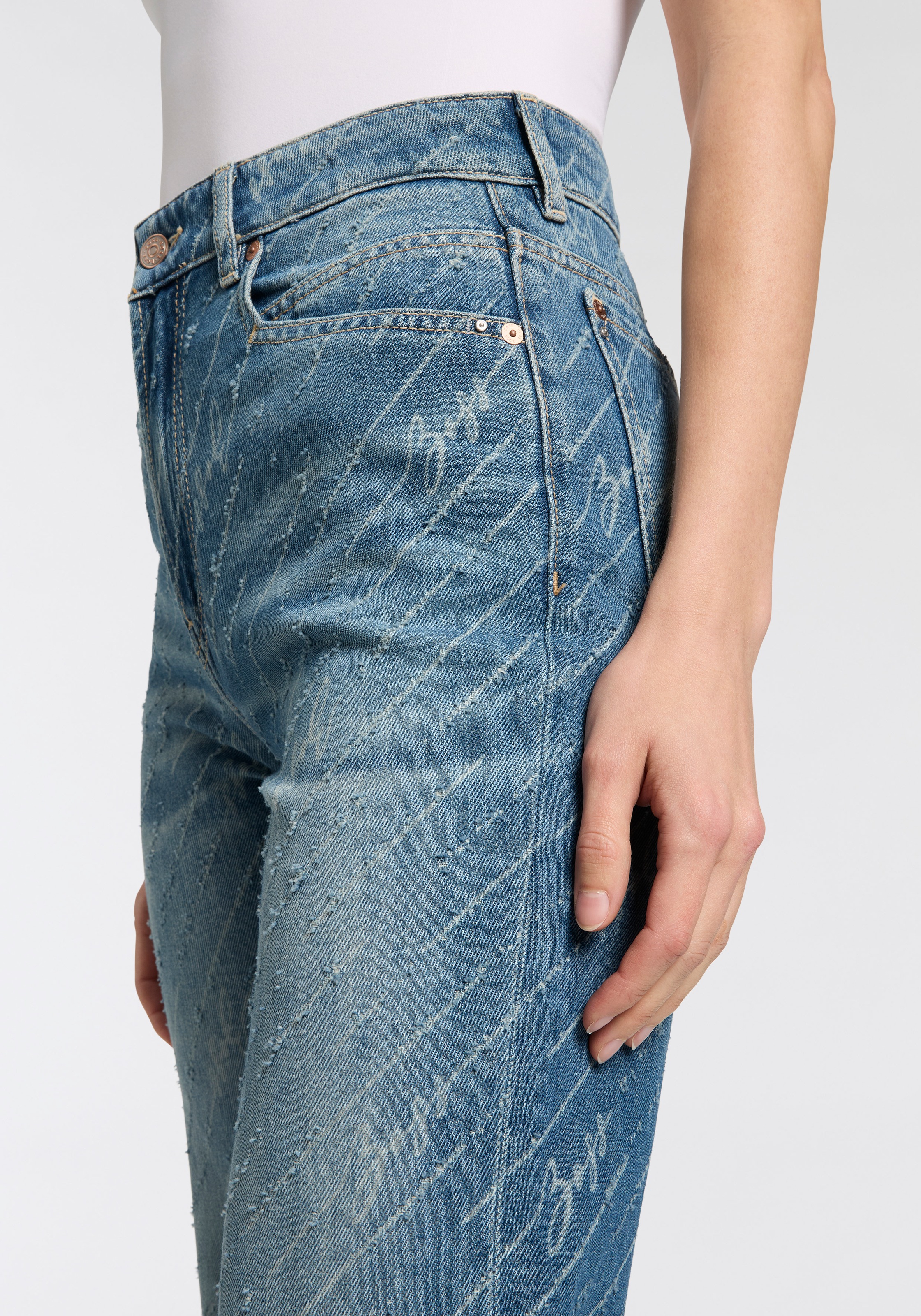 BOSS ORANGE Straight-Jeans »Ada High Rise Slim Premium Damenmode«, mit All-Over Druck