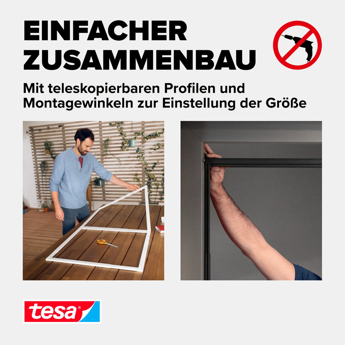 tesa Insektenschutz-Tür »Insect Stop Falt Fliegengitter für Türen - max. 1 m : 2,20 m«, mit verstellbarem Rahmen aus Aluminium - ohne Bohren
