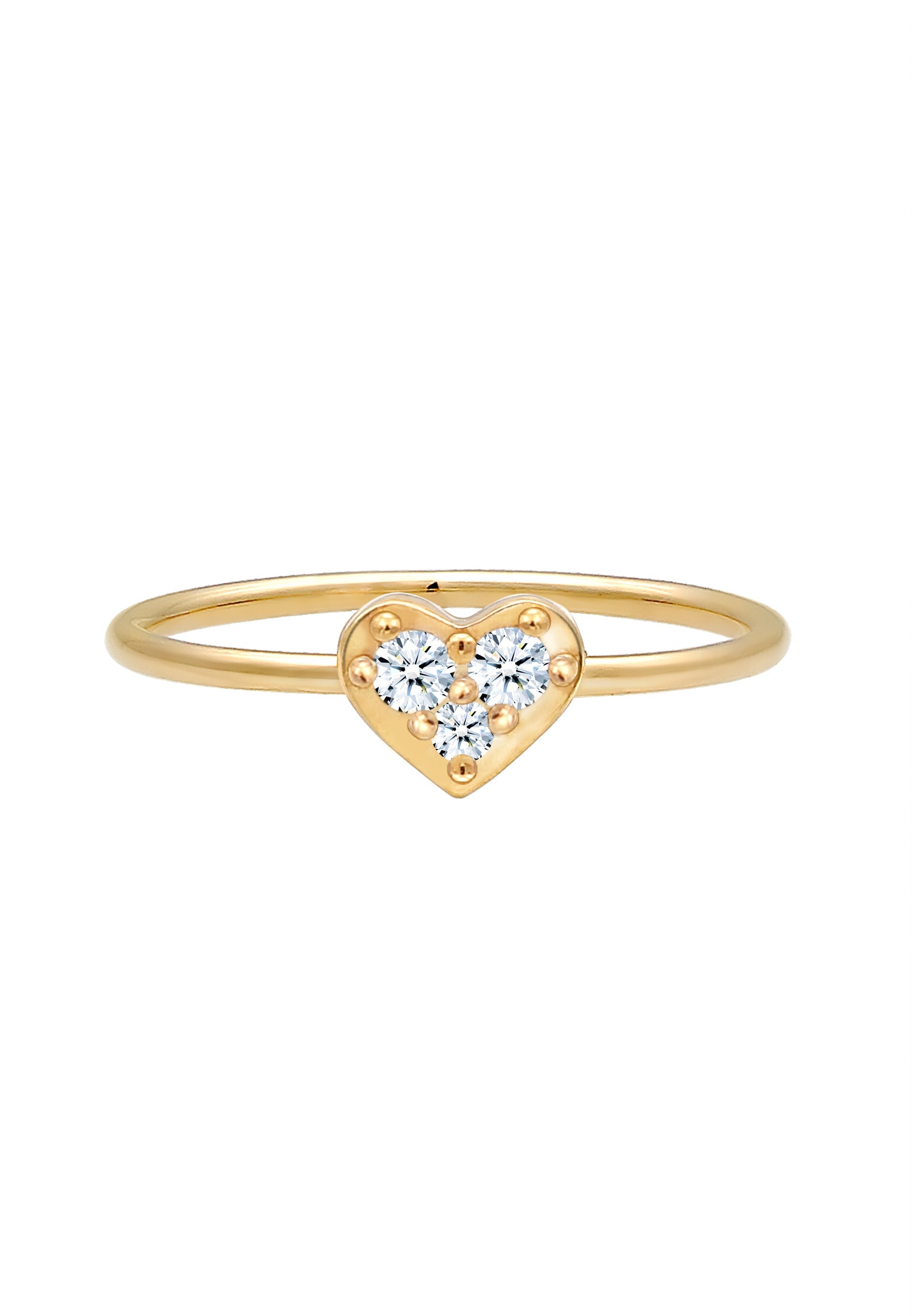 Elli DIAMONDS Verlobungsring »Ring Herz Diamant Weiß Brillantschliff (0.075 ct) 585 Gelbgold«