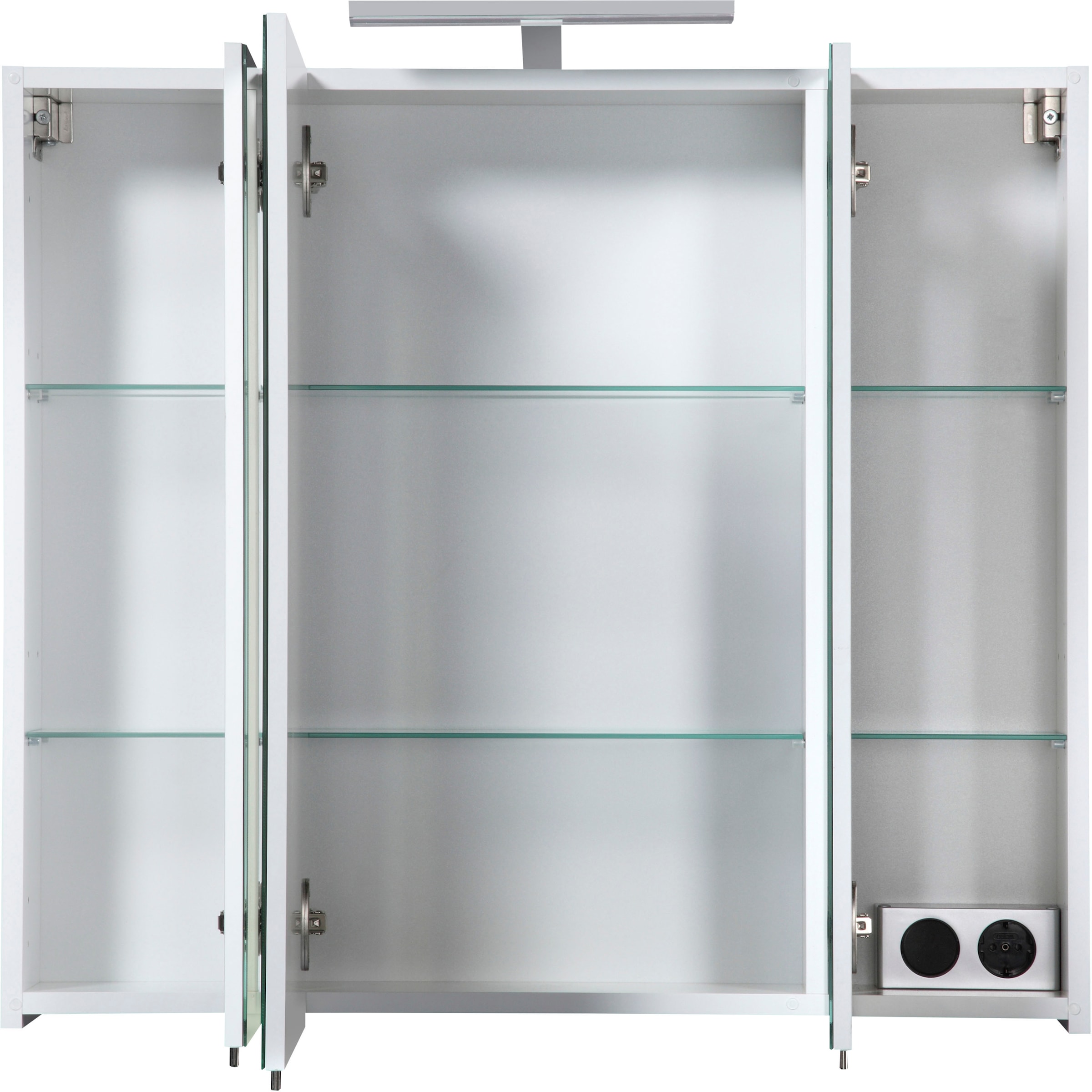 welltime Spiegelschrank »Torino«, Breite 80 cm, 3-türig, LED-Beleuchtung, Schalter-/Steckdosenbox