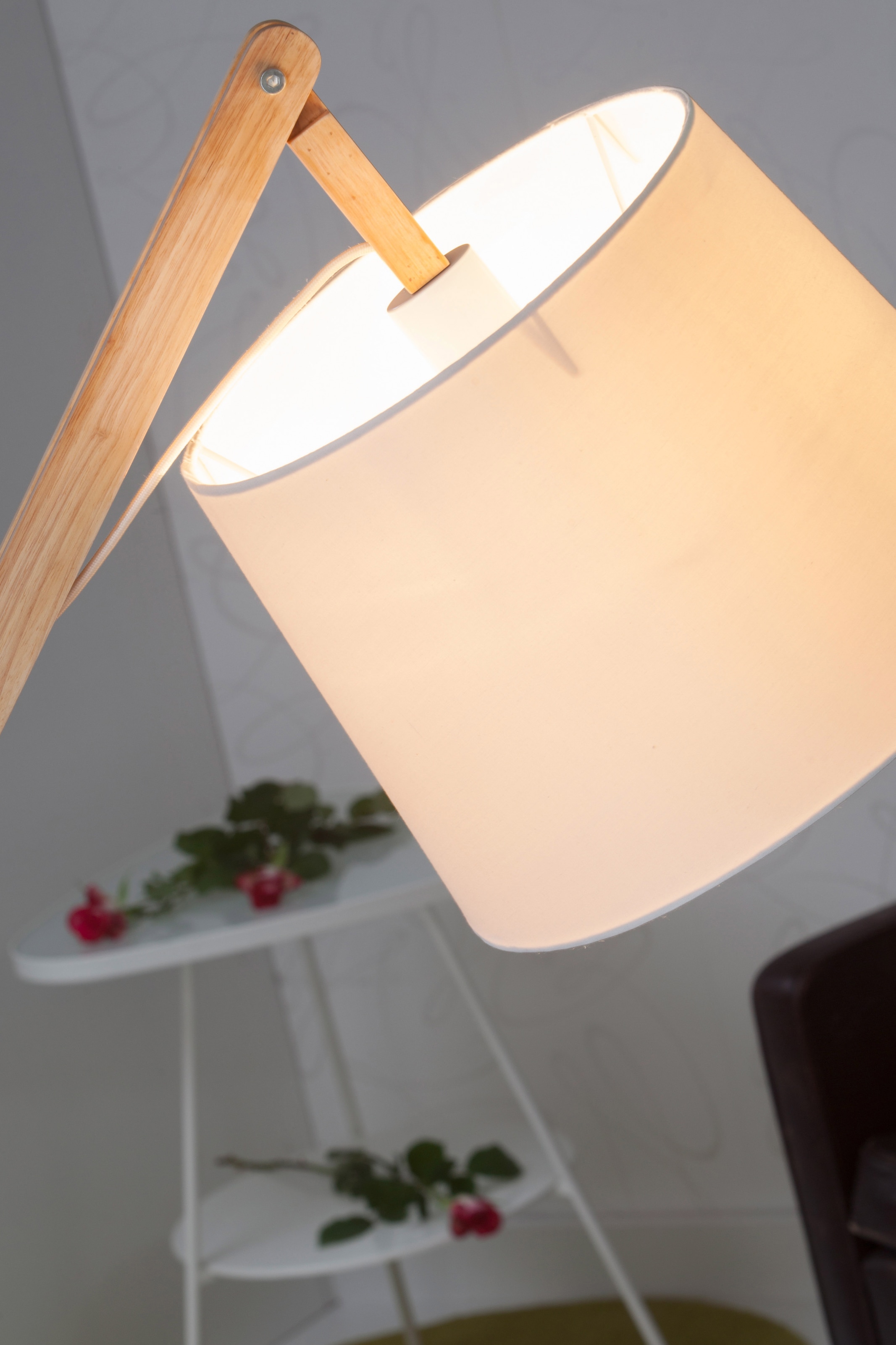 Brilliant Stehlampe »Carlyn«, Höhe, W, 60 163 mit Holz/Metall/Textil weißem Stoffschirm, Jahren 1 cm online mit kaufen flammig-flammig, max. XXL | 3 Garantie E27