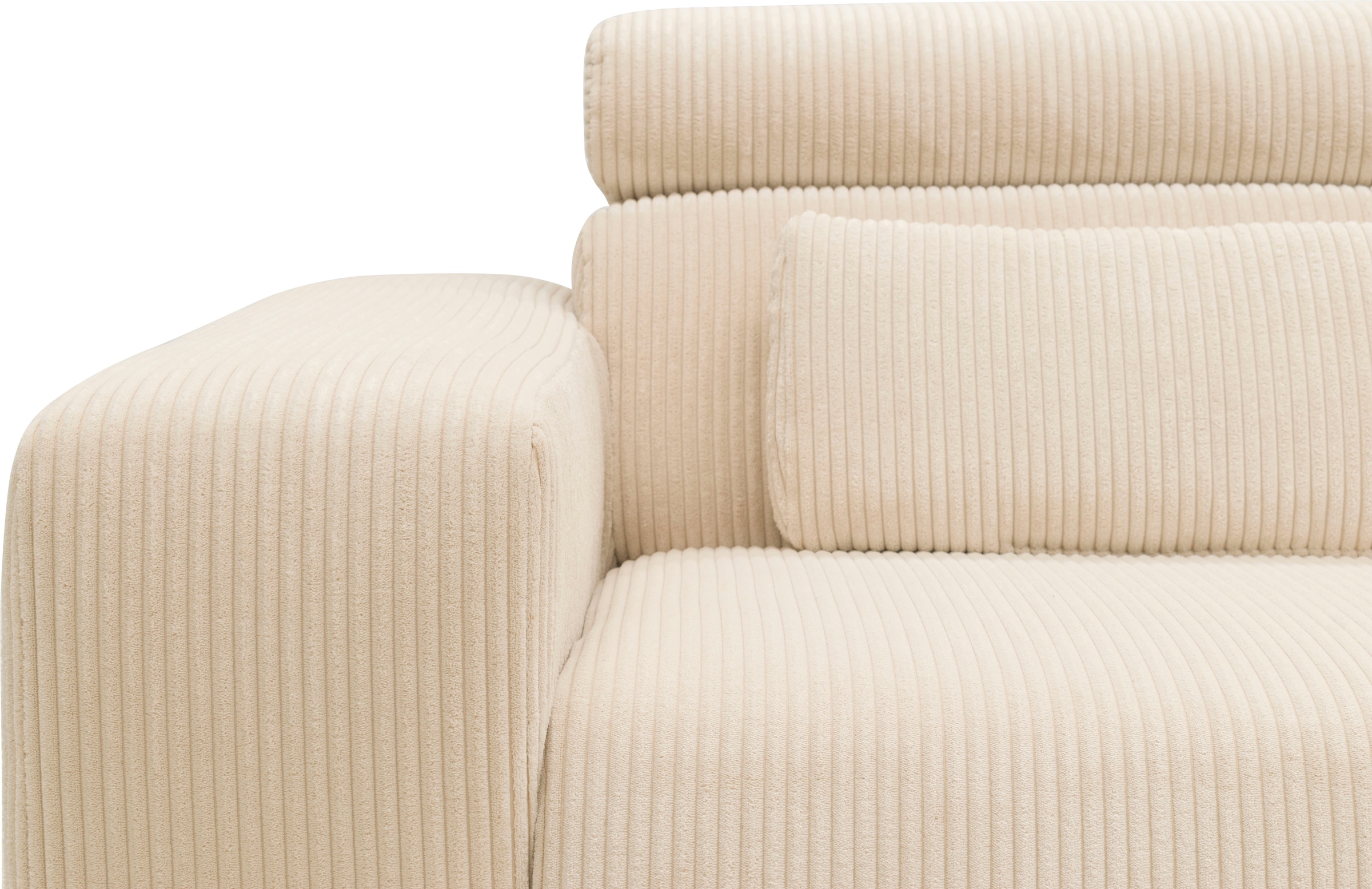 DOMO collection Ecksofa »Brandon B/T: 289/177 cm, belastbar bis 140kg/ Sitz, L-Form«, ohne Sitztiefenverstellung, Cord, creme