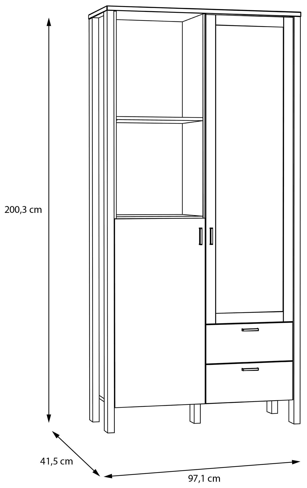 FORTE Vitrine »Saitama«, Stauraumvitrine, Standvitrine, Stauraumschrank, Höhe 200,3cm