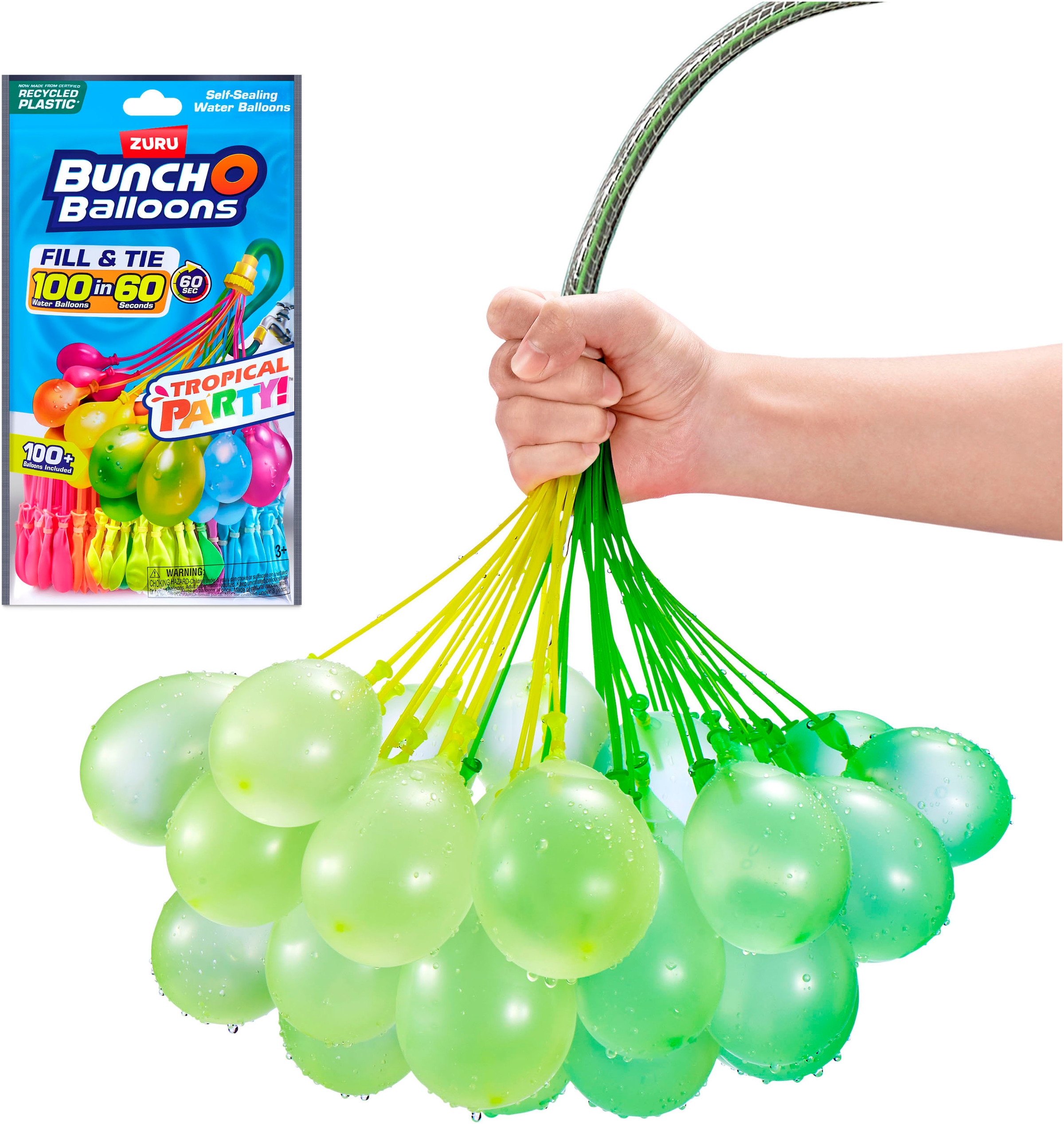Bunch O Balloons Badespielzeug »Bunch O Balloons, 100+ Wasserballons Tropical Party«, aus recyceltem Material; Lieferung erfolgt farblich sortiert