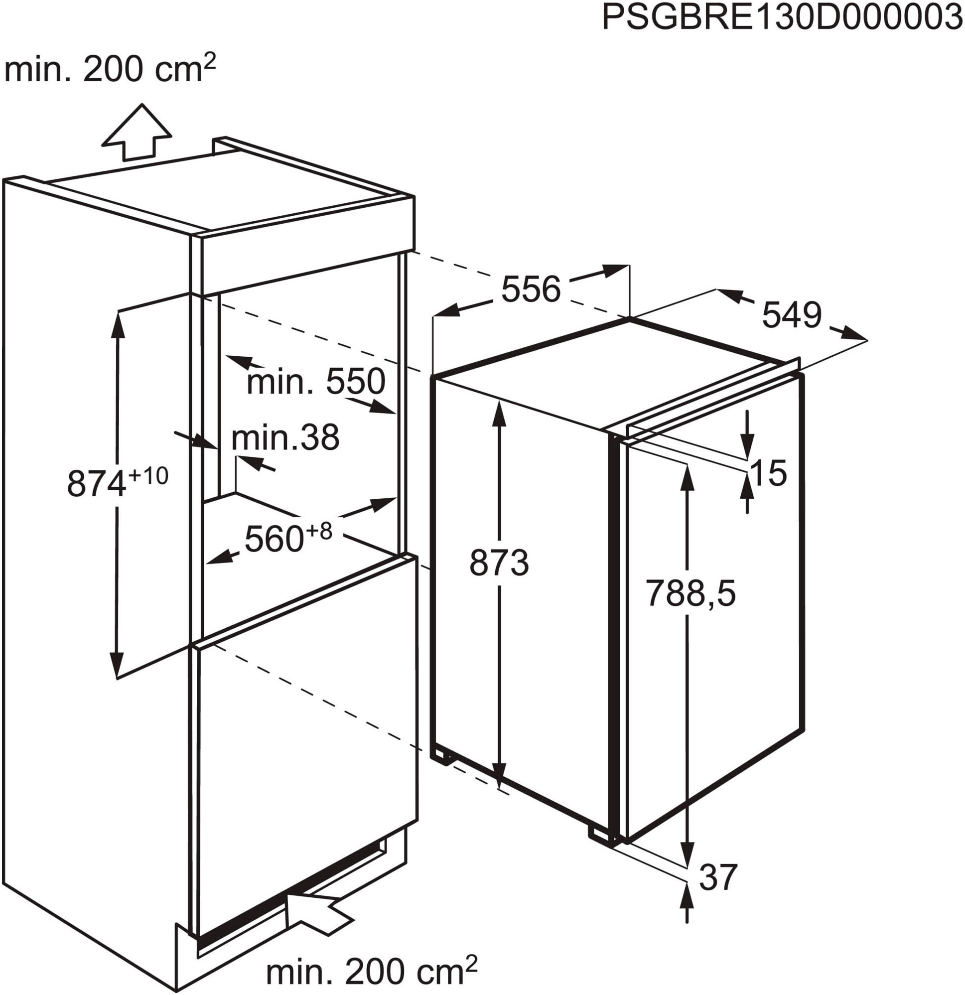 AEG Einbaugefrierschrank »TAB6L88EF 933033619«, 87,3 cm hoch, 55,6 cm breit