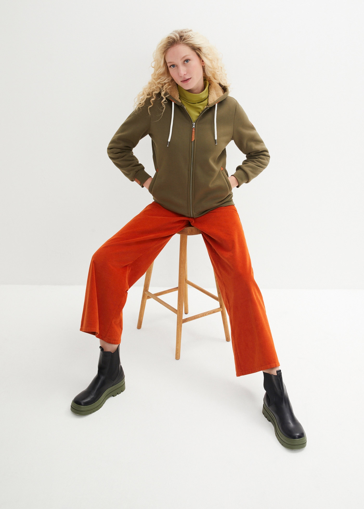 bonprix Langarmshirt »Langarmshirt mit reiner Baumwolle« schmale Passform, mit Rollkragen, ohne Verschluss