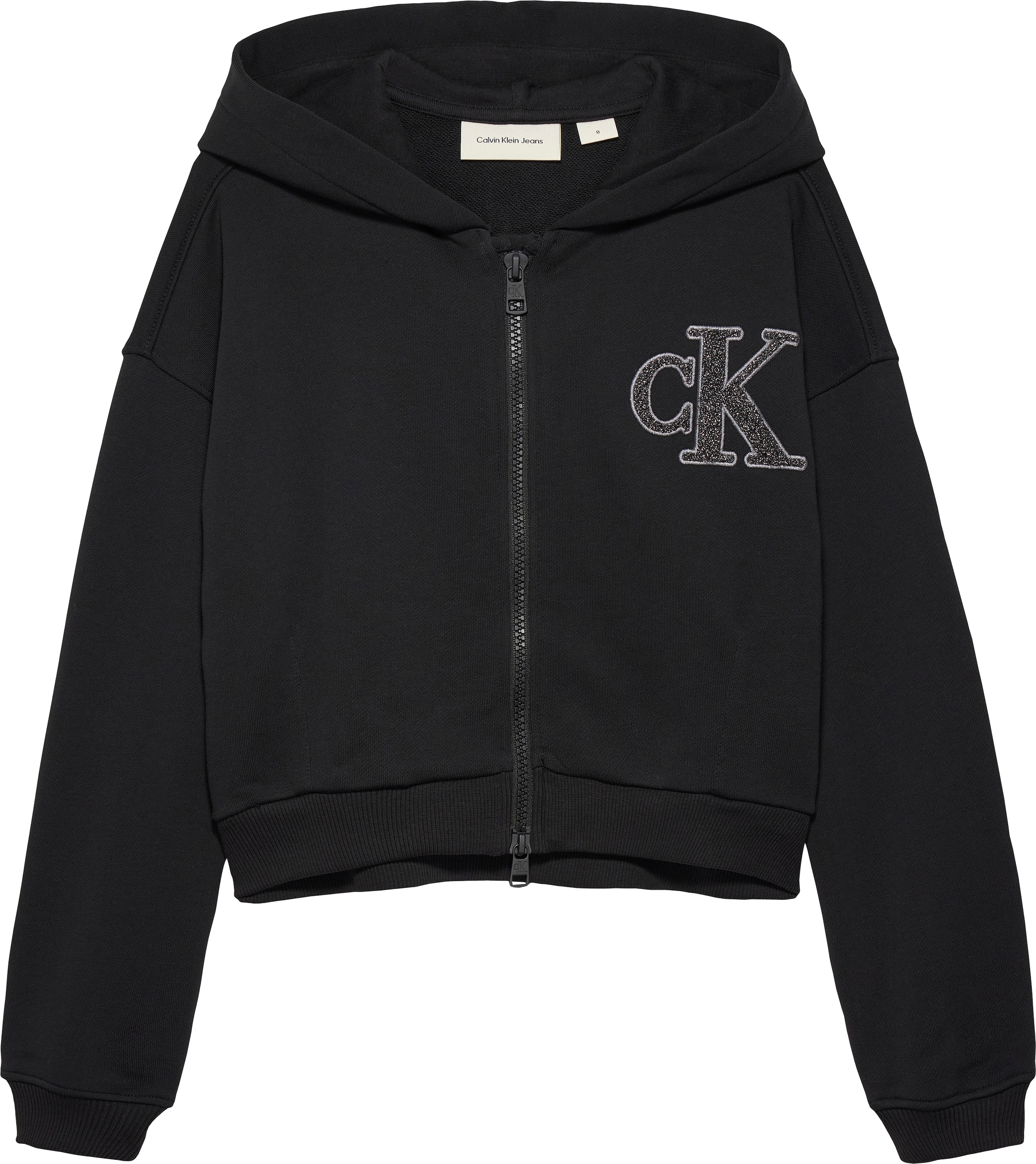 Calvin Klein Jeans Sweatjacke »CK LOGO TERRY ZIP THROUGH«, für Kinder bis 16 Jahre, mit Glitzer-Applikation