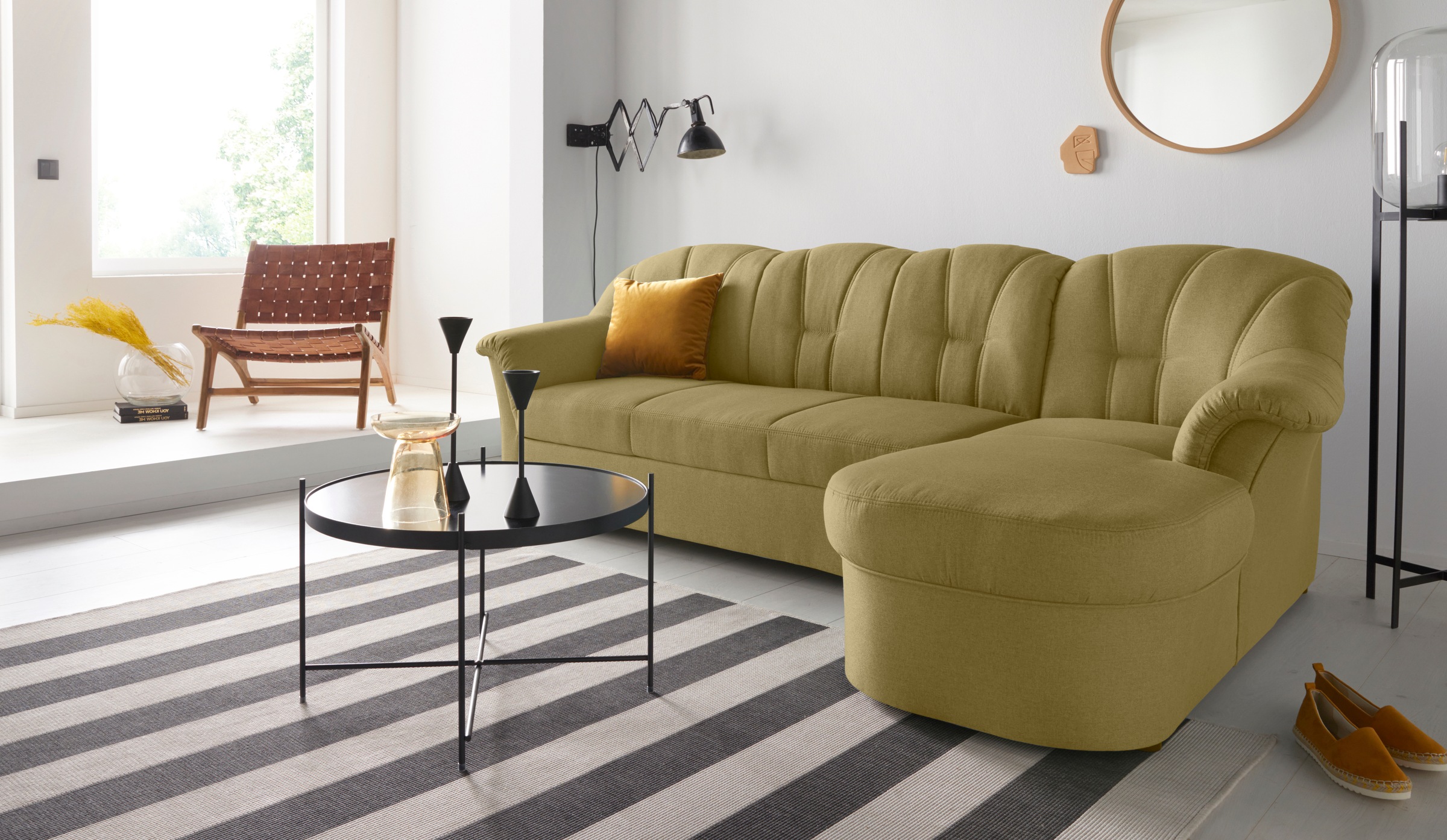 DOMO collection Ecksofa Papenburg L-Form, in großer Farbvielfalt, wahlweise mit Bettfunktion