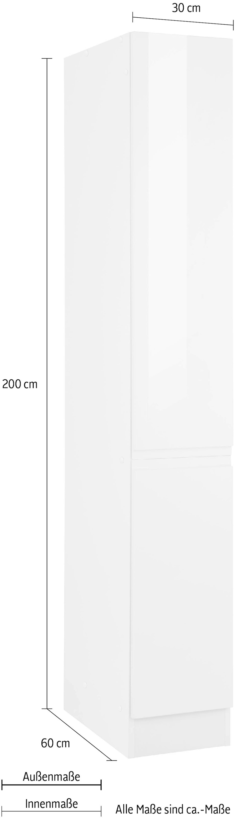 HELD MÖBEL Apothekerschrank »Virginia«, 200 cm hoch 30 cm breit, 2 Auszüge  mit 5 Ablagen, griffloses Design auf Raten bestellen