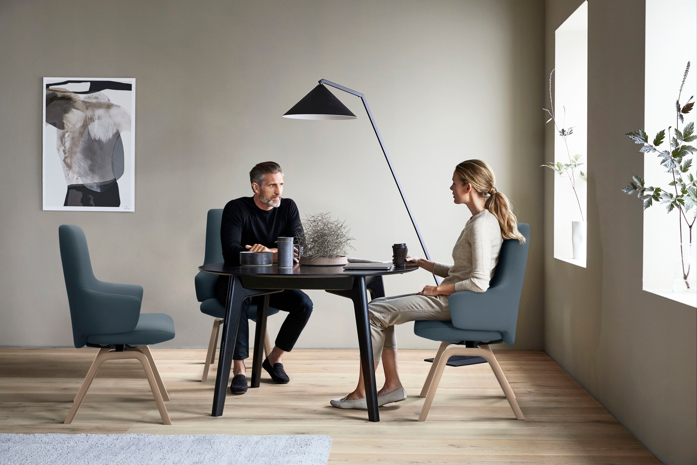 Stressless® Polsterstuhl »Laurel«, Leder PALOMA, High Back mit Armlehne, Größe L, mit schräggestellten Beinen in Eiche