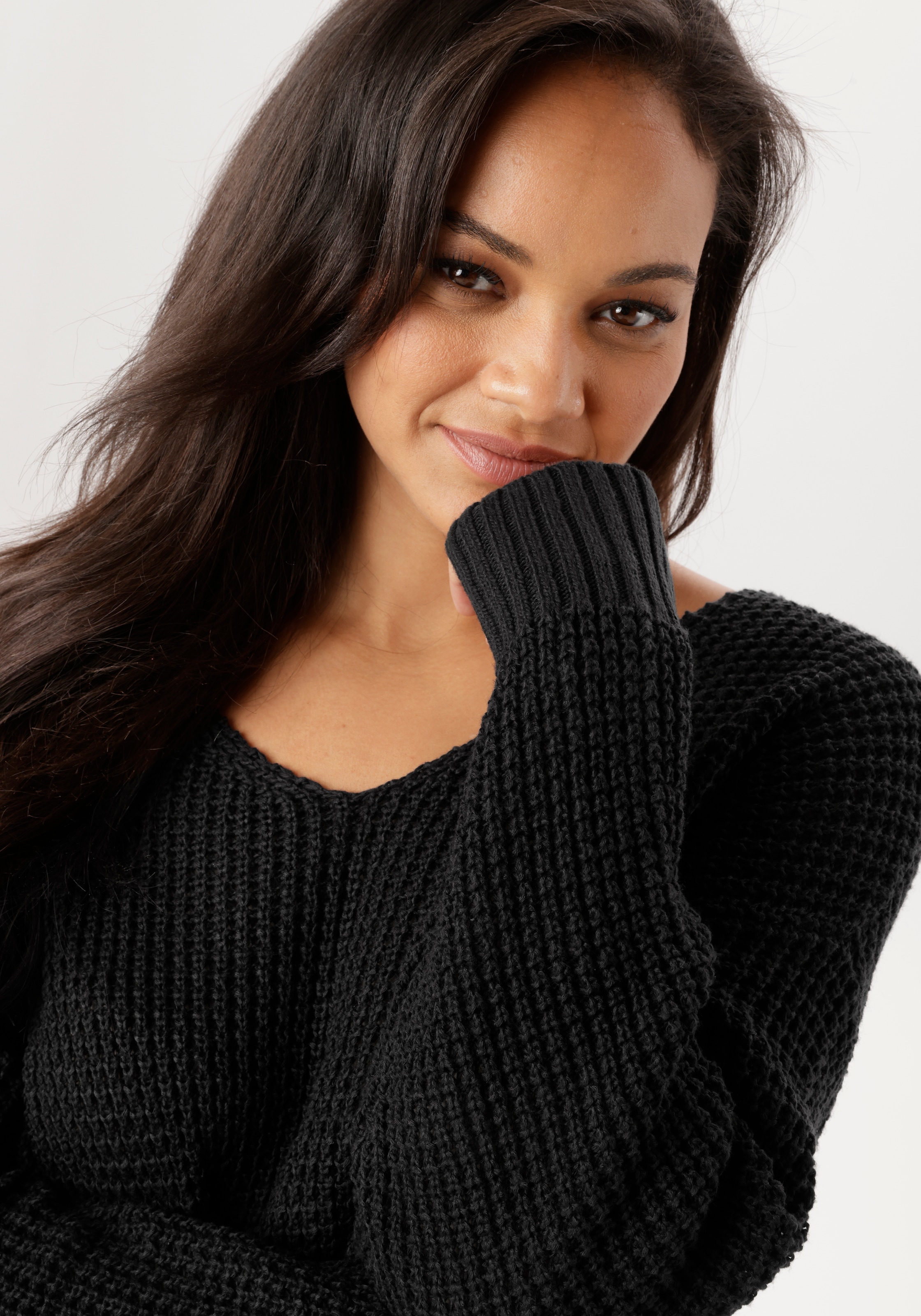 Aniston PLUS Strickpullover im dezenten Ajour-Strickmuster