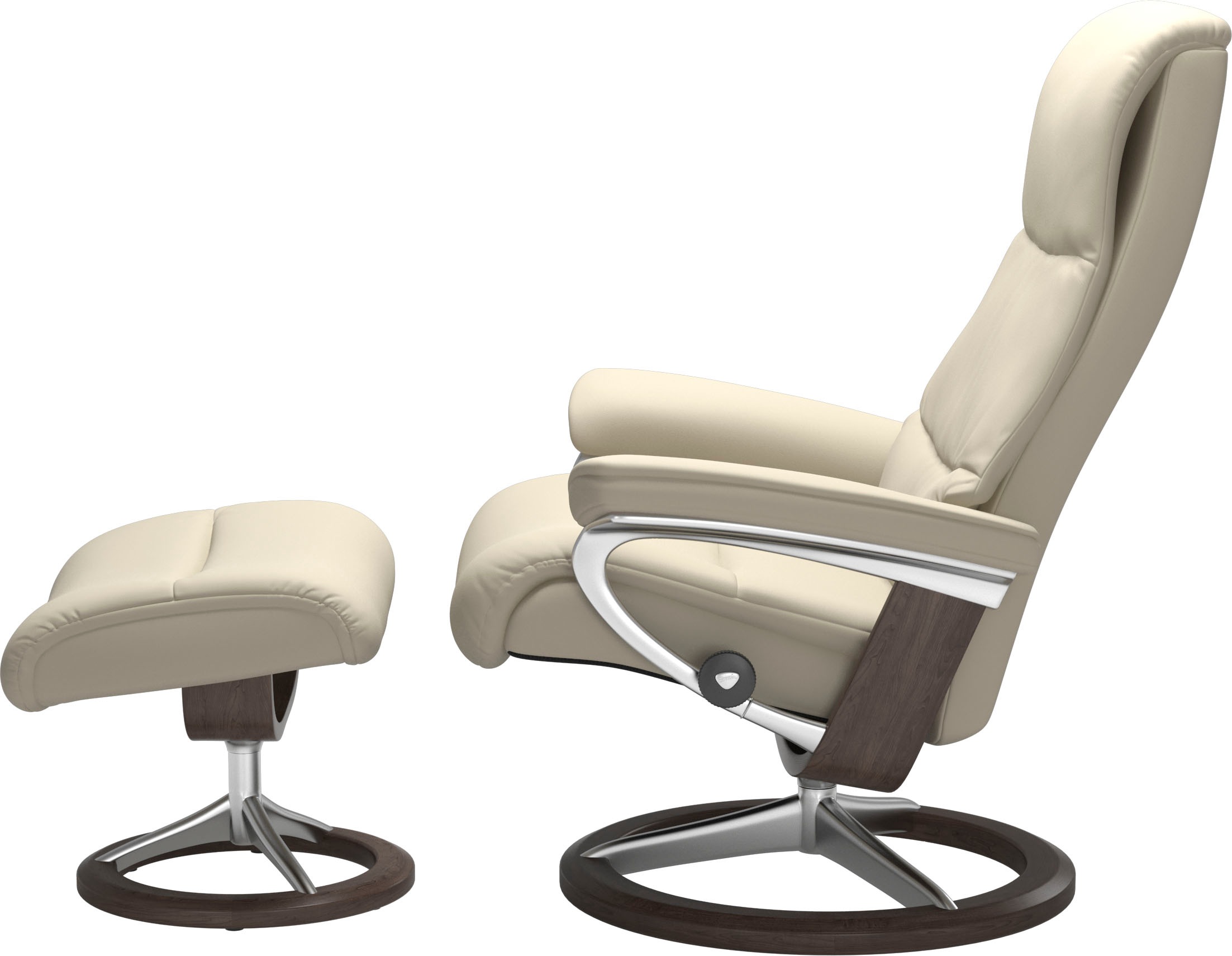 Stressless® Relaxsessel »View«, (Set, Relaxsessel mit Hocker), mit Signature Base, Größe M,Gestell Wenge