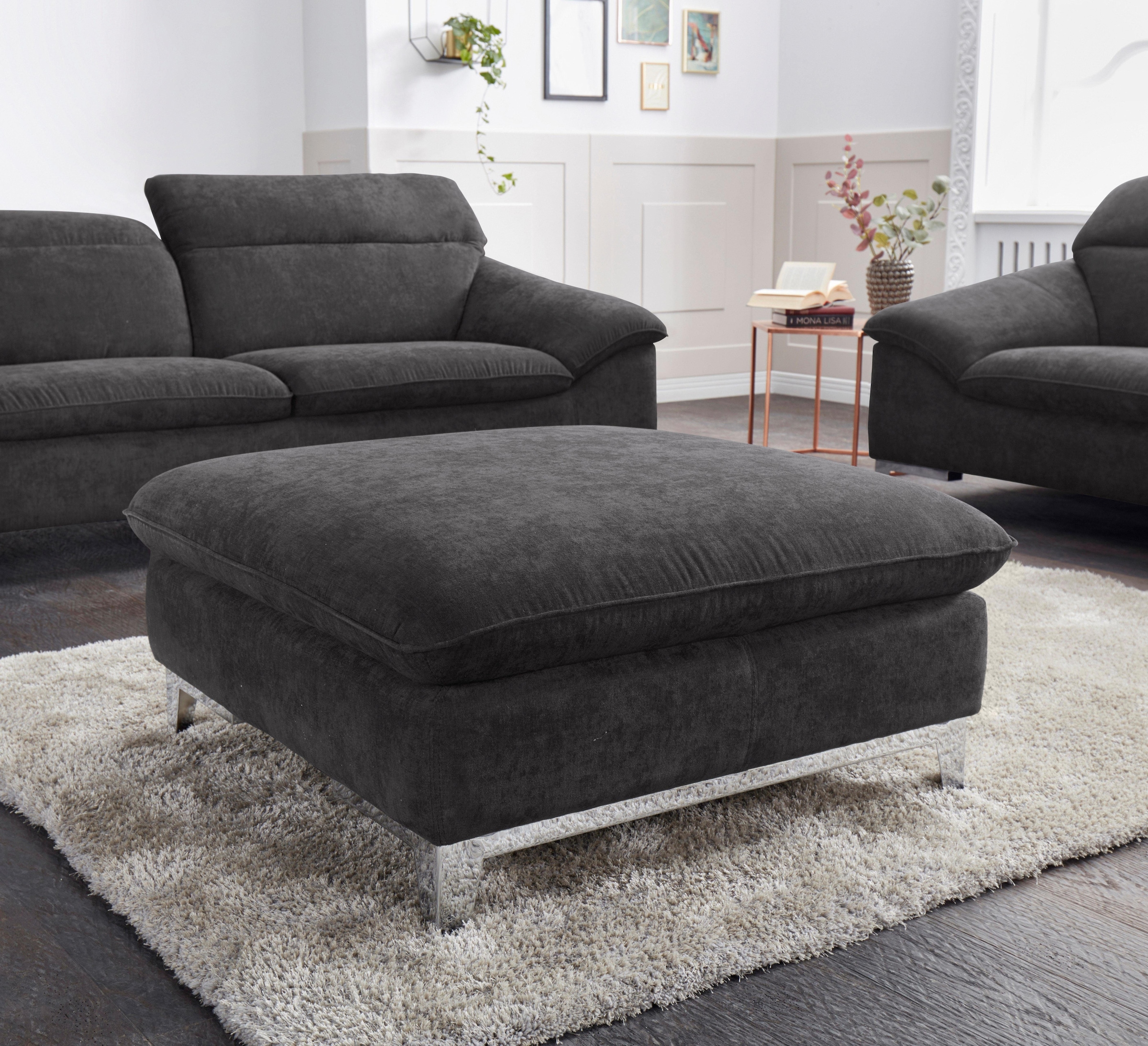 COTTA Polstergarnitur »Teresa L-Form«, (Set), Set bestehend aus: Ecksofa mit Kopfteilverstellung & Hocker